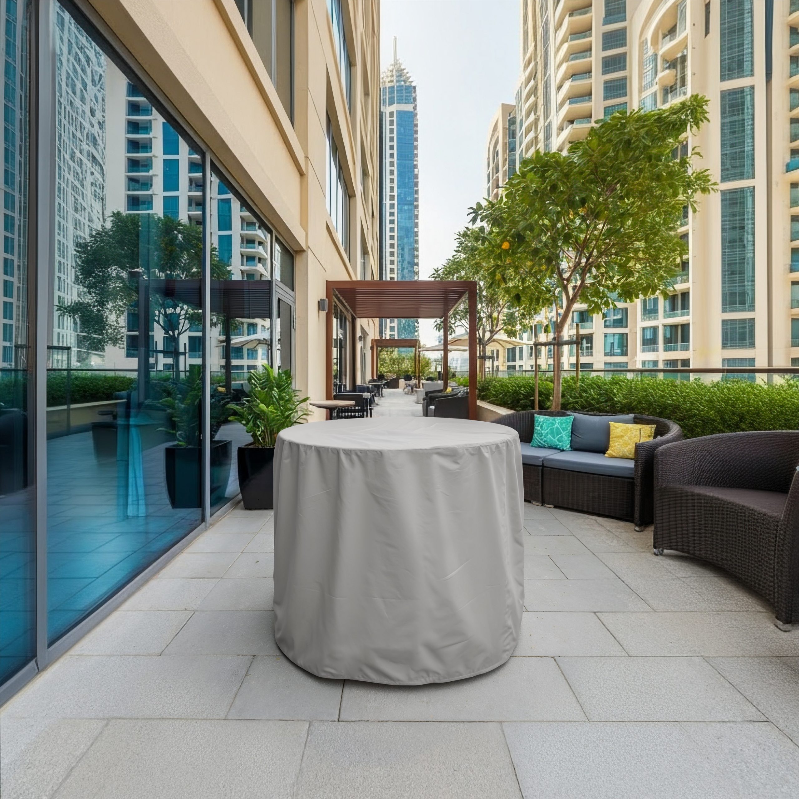Grey Round Bar Table Cover