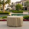 Beige Round Outdoor Dining Table Cover