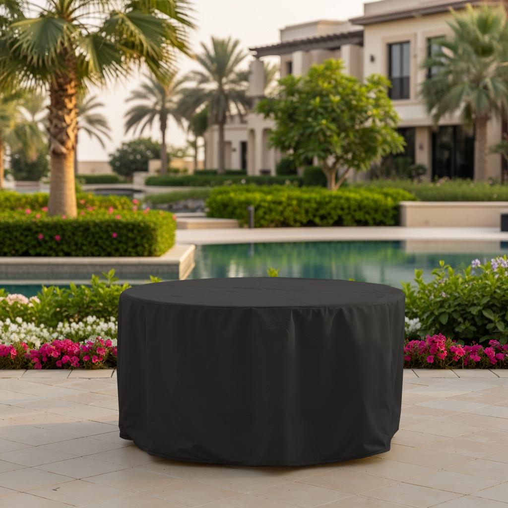 Black Round Outdoor Dining Table Cover