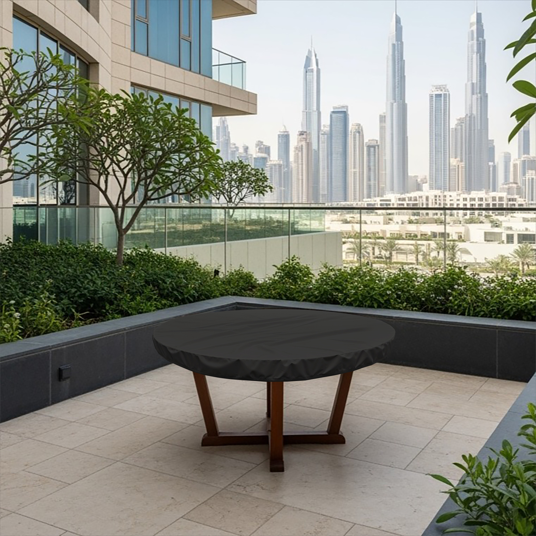 Black Round Outdoor Table Top Cover