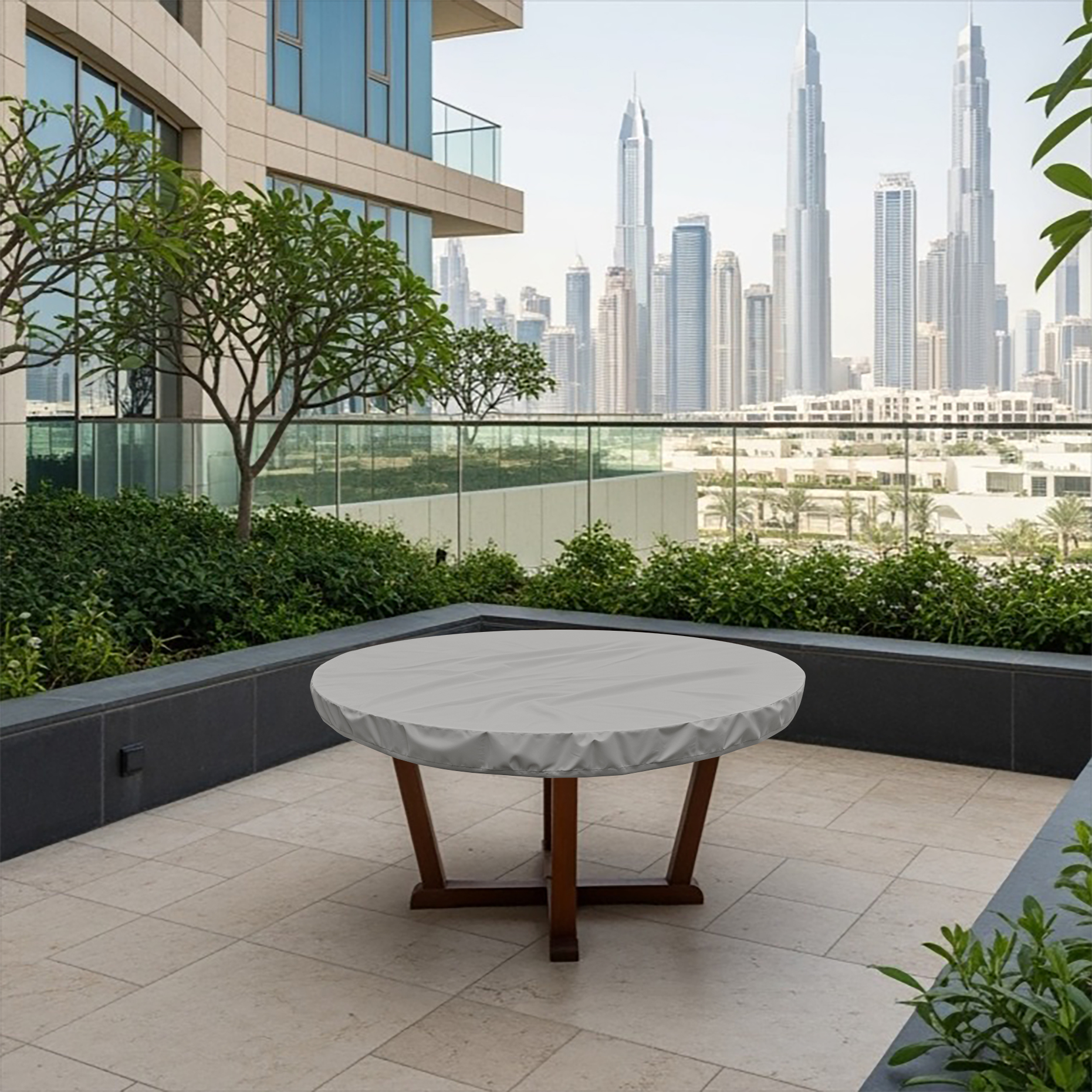 Grey Round Outdoor Table Top Cover