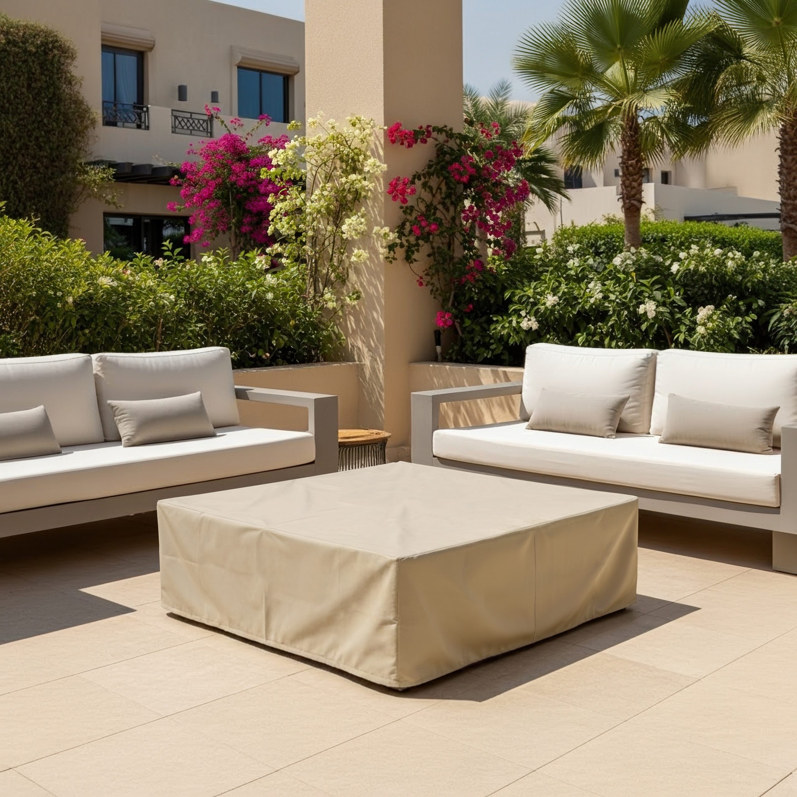 Beige Square Coffee Table Cover