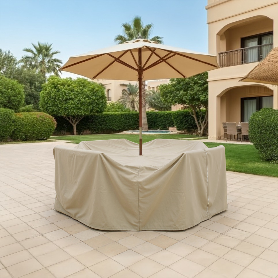 Beige Square Dining Set Cover with Umbrella