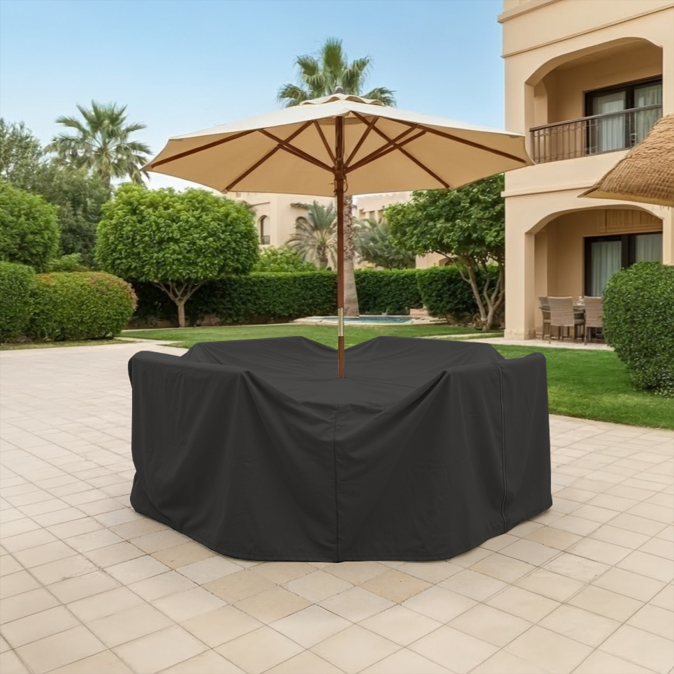 Black Square Dining Set Cover with Umbrella