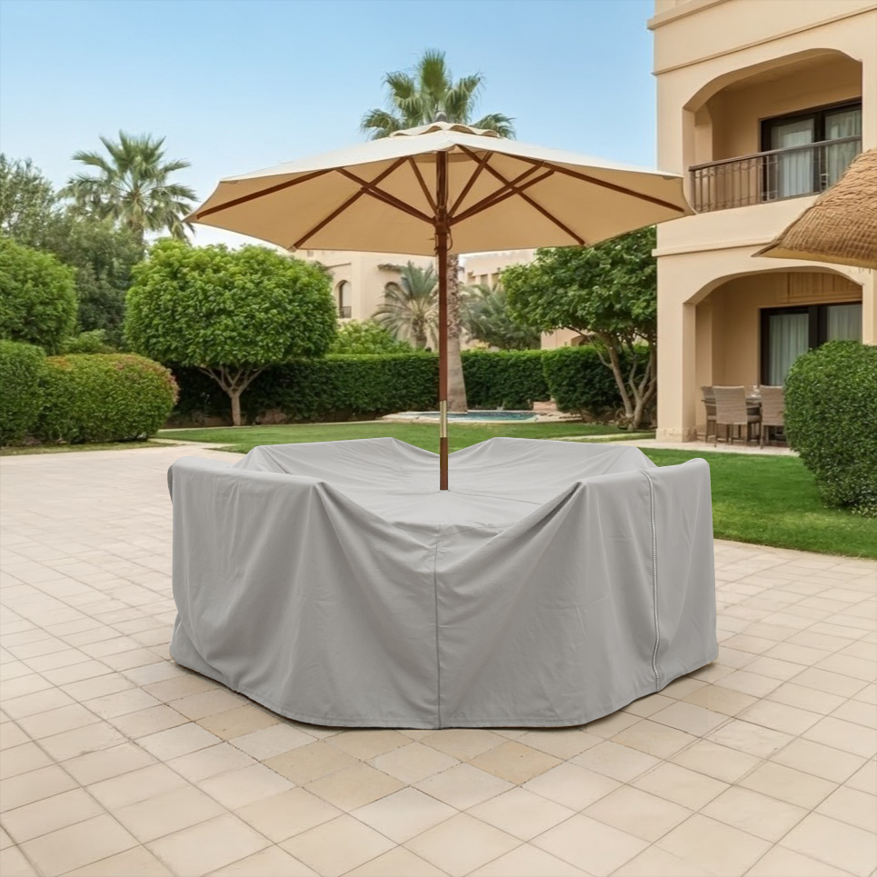 Grey Square Dining Set Cover with Umbrella