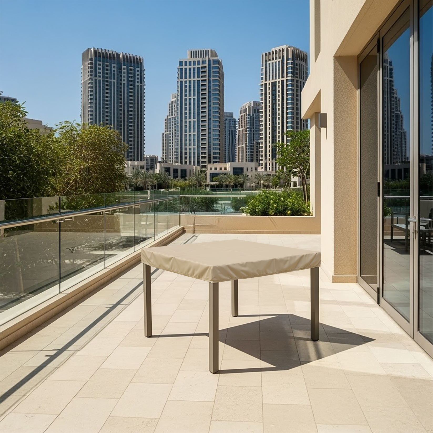 Beige Premium Square Table Top Cover