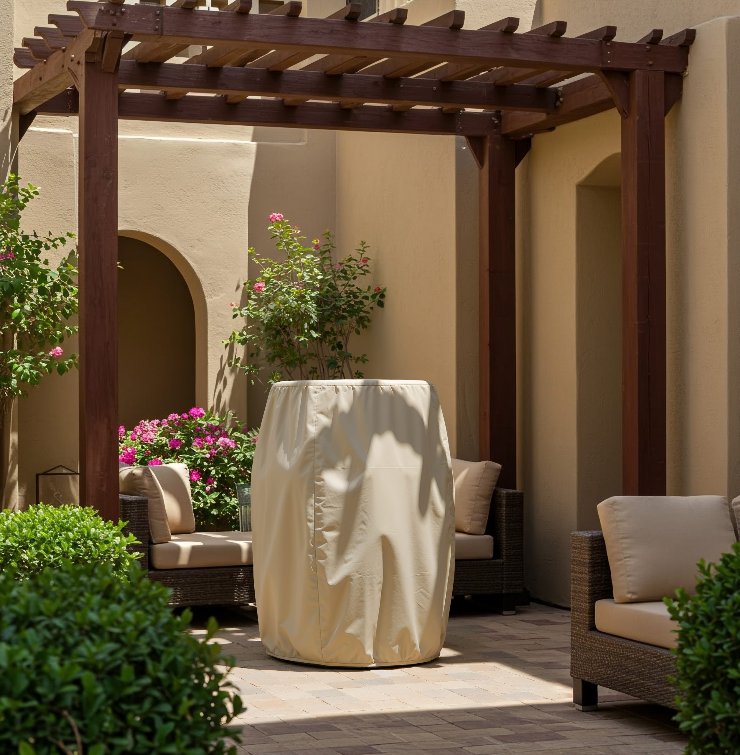 Beige Outdoor Barrel Cover