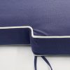 Denim Blue Notched Bench Cushion Cover - English White Piping