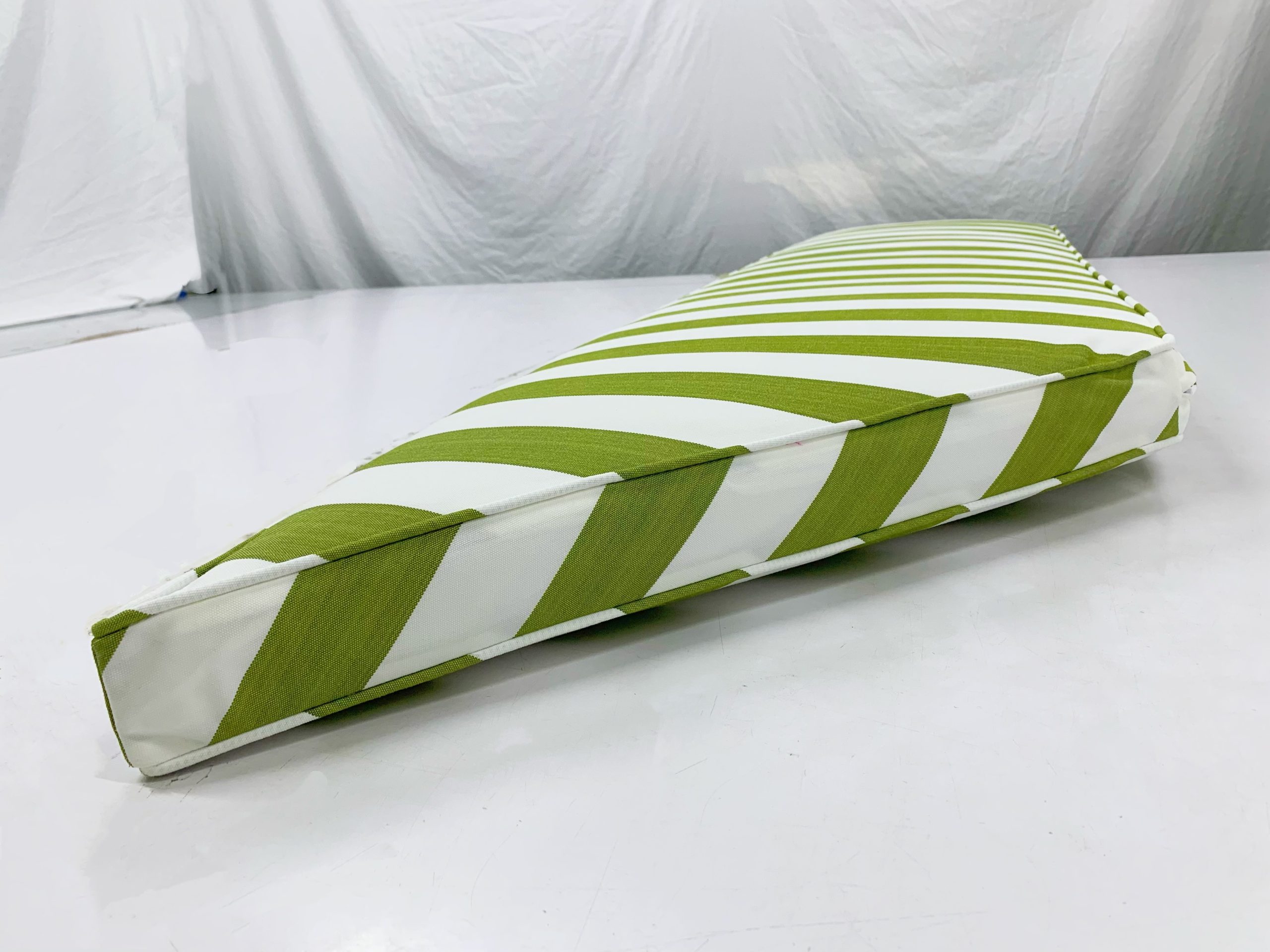 Green Stripe Angled Bench Cushion Cover