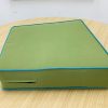 Green Trapezoid Cushion Cover with Surfy Blue Piping