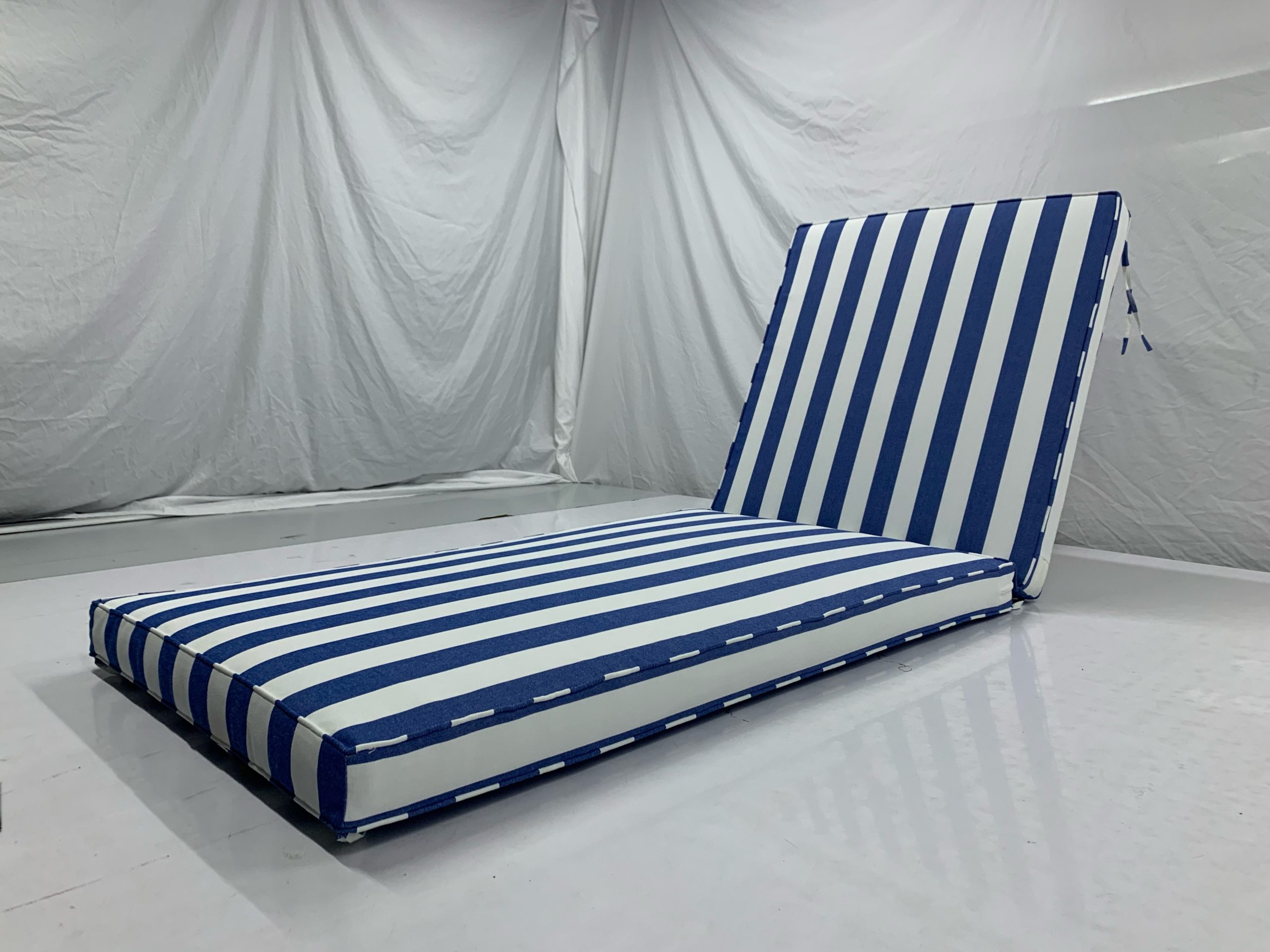 Coastal Blue Stripe Sun Lounge Cushion Cover - Matching Piping