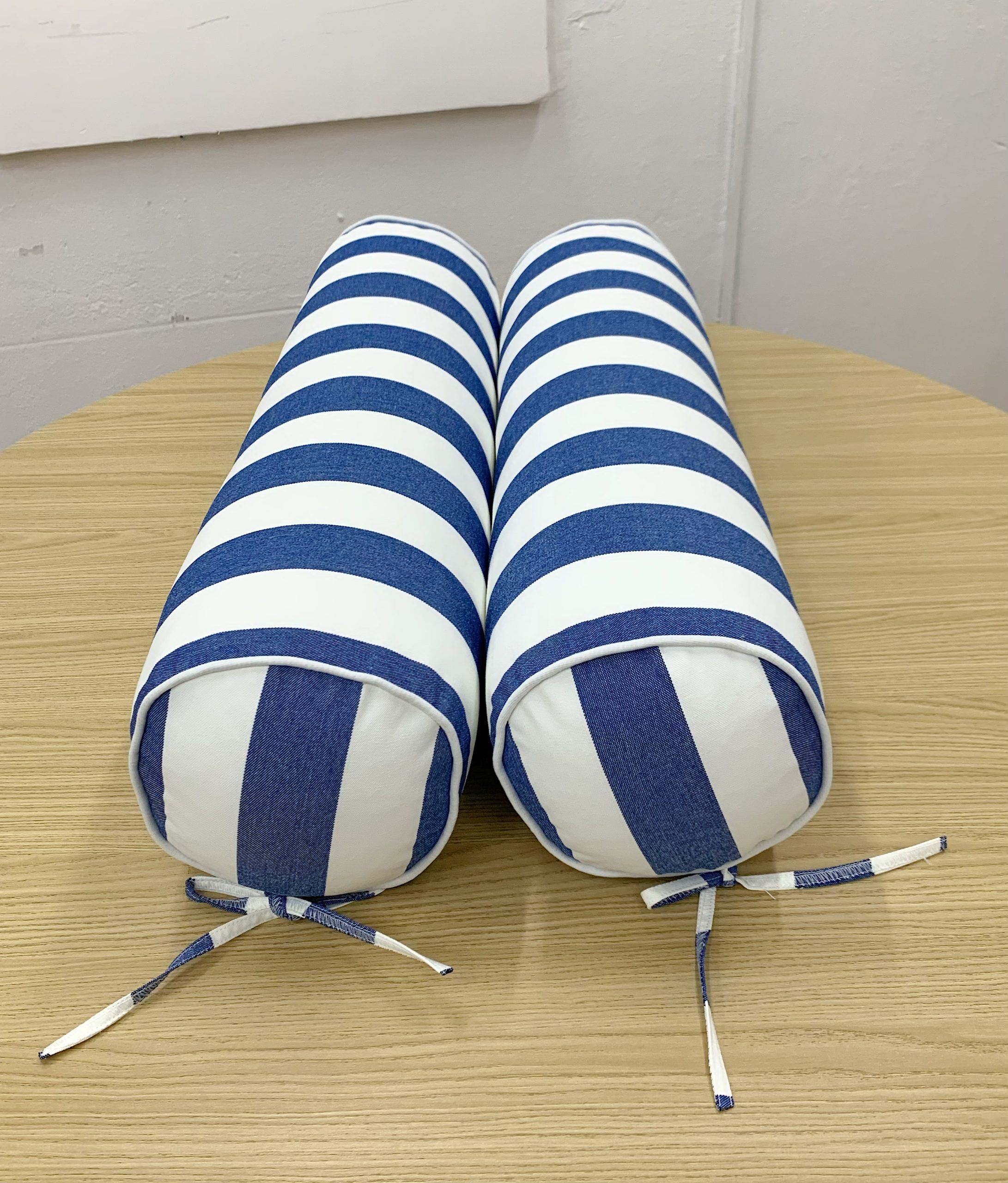 Coastal Blue Stripe Bolster Cushion Cover