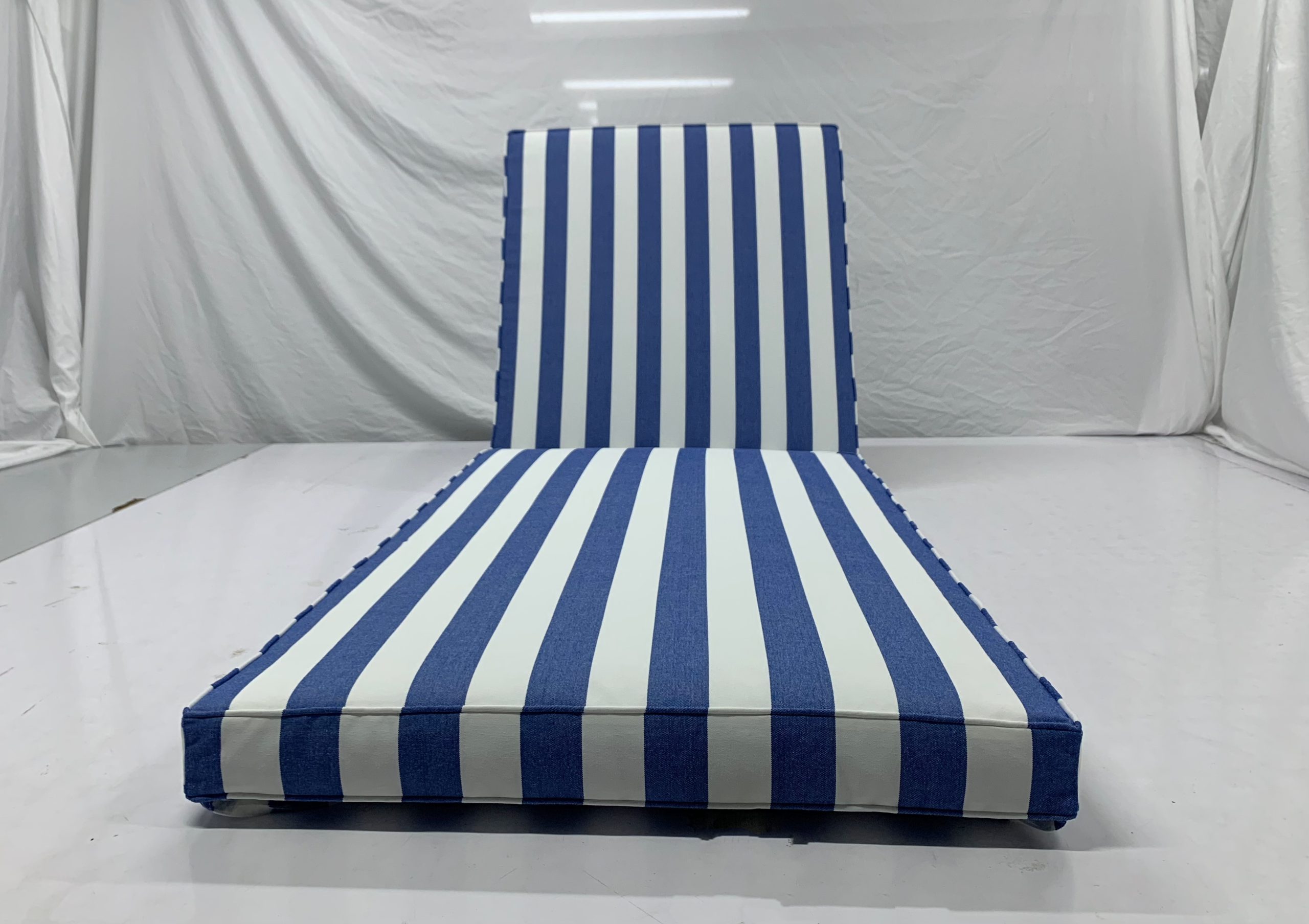 Coastal Blue Stripe Sun Lounge Cushion Cover with Matching Piping