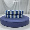 Round Coastal Blue Stripe Cushion Cover