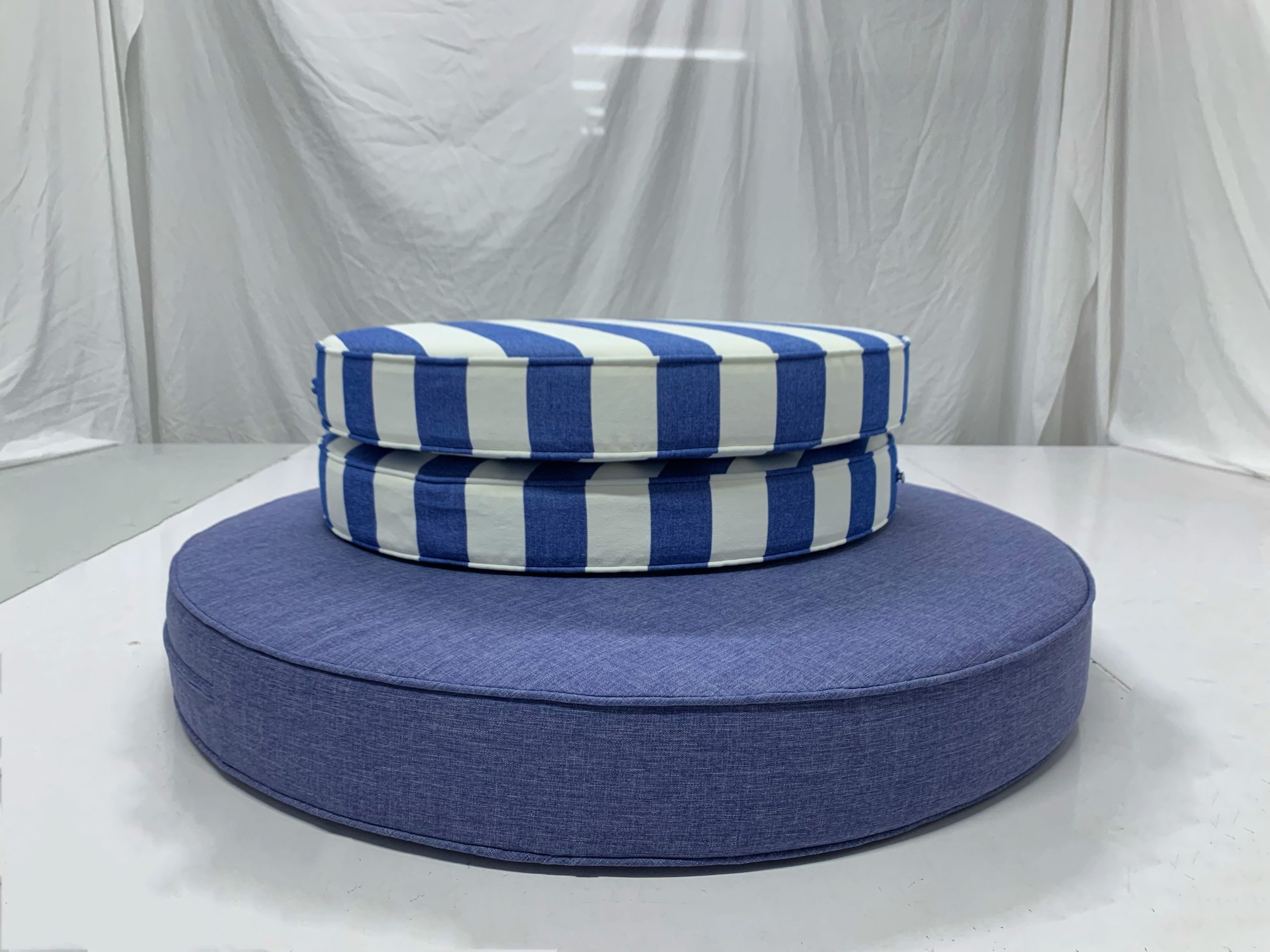 Round Coastal Blue Stripe Cushion Cover