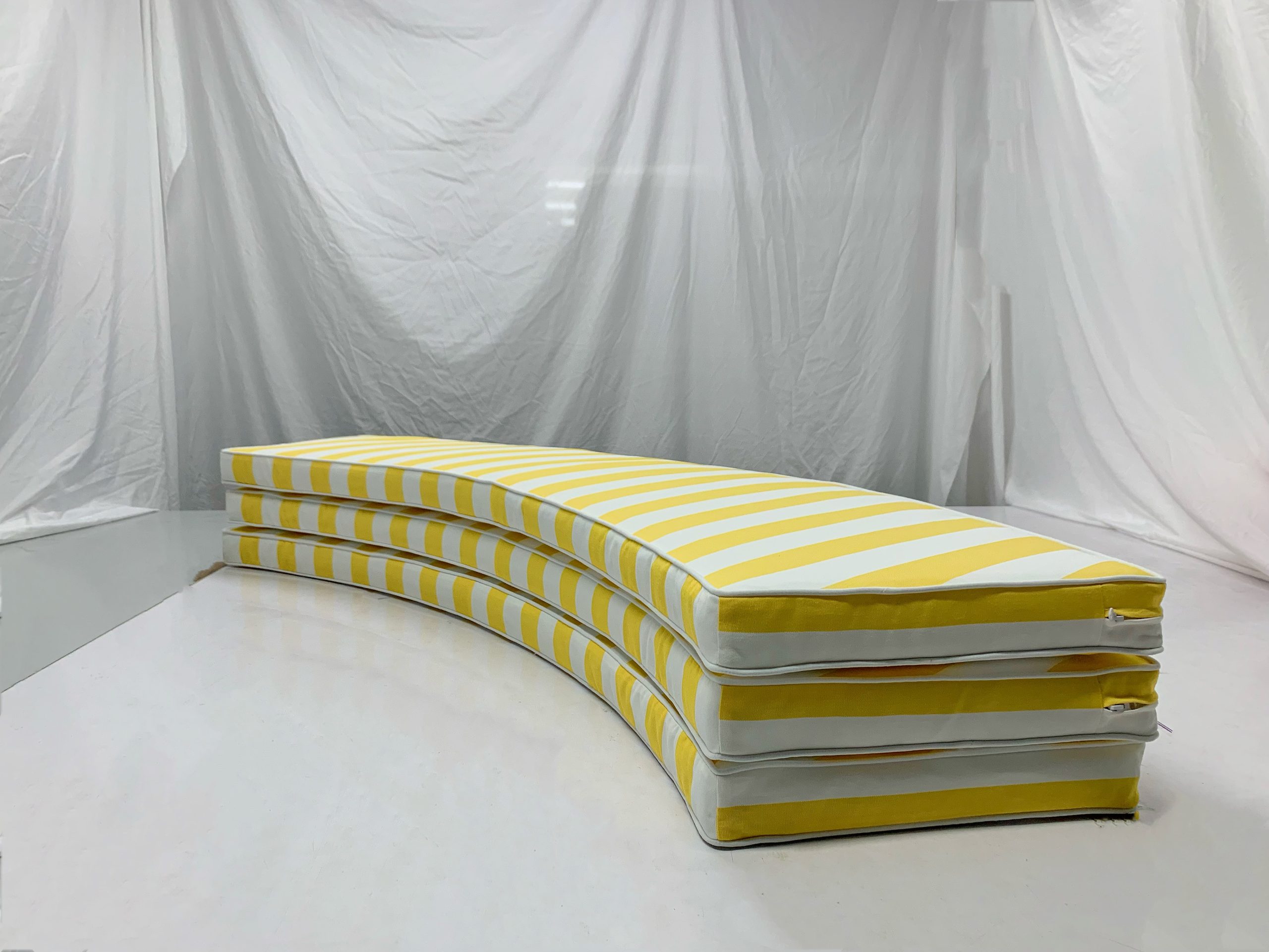 Curved Bench Yellow Lemon Stripe Cushion Cover