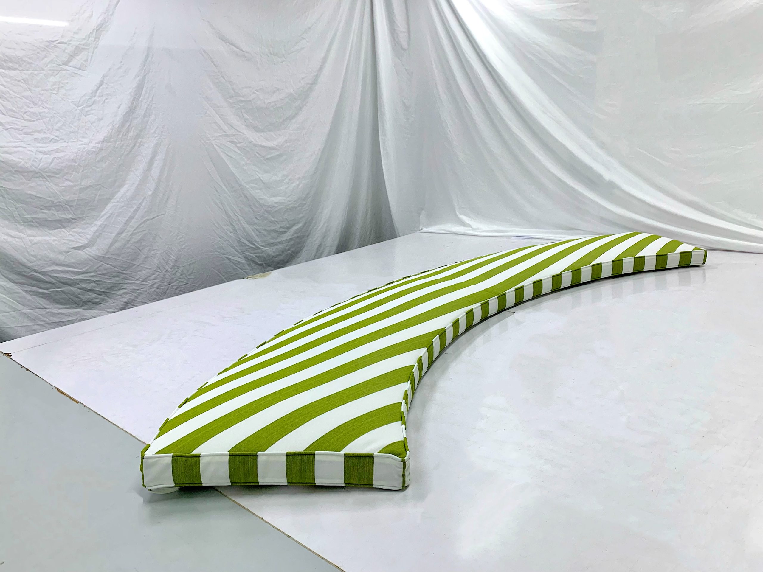 Curved Bench Vivianite Green Stripe Cushion Cover