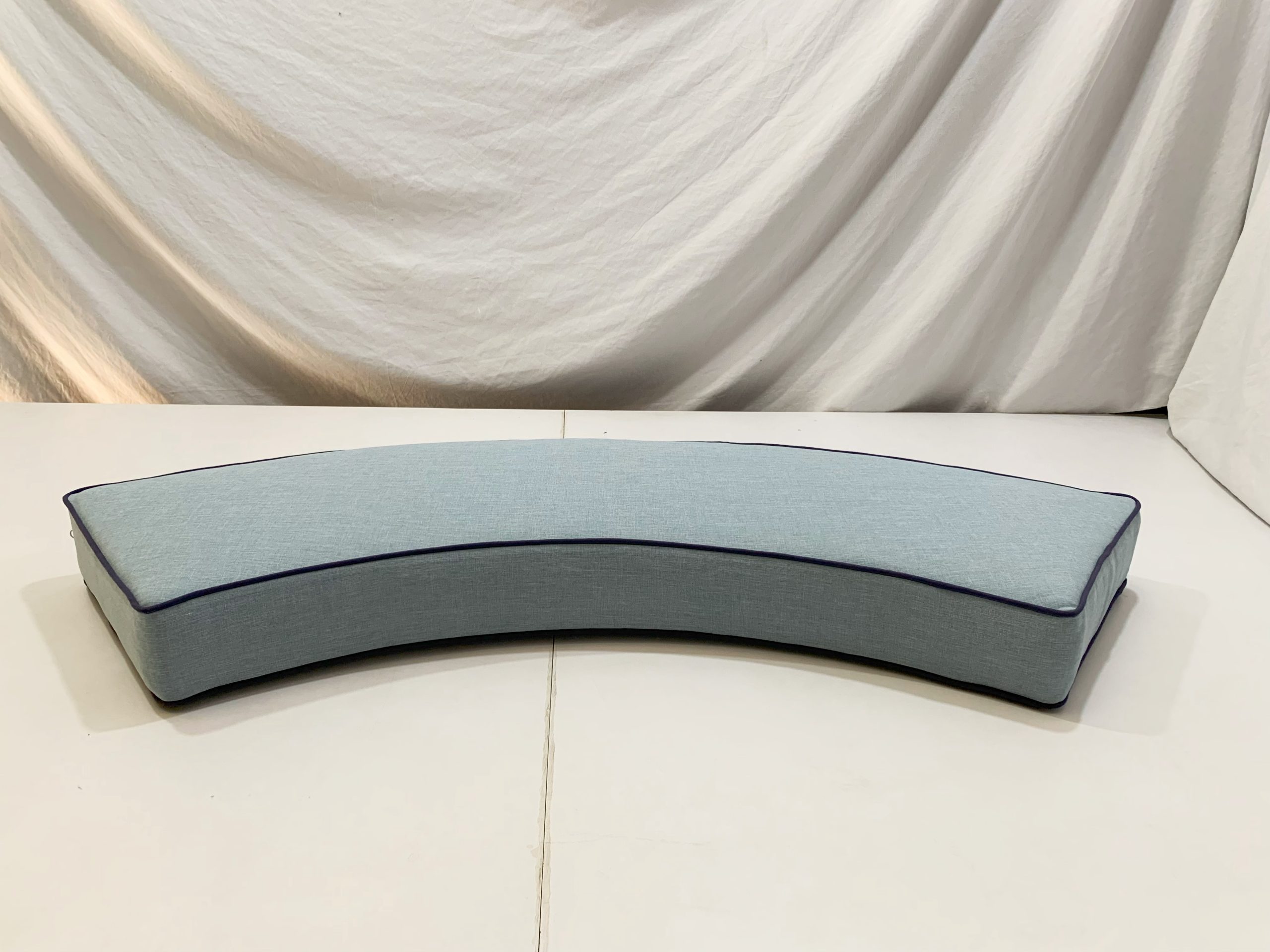 Maldives Blue Curved Cushion Cover With Demin Blue Piping