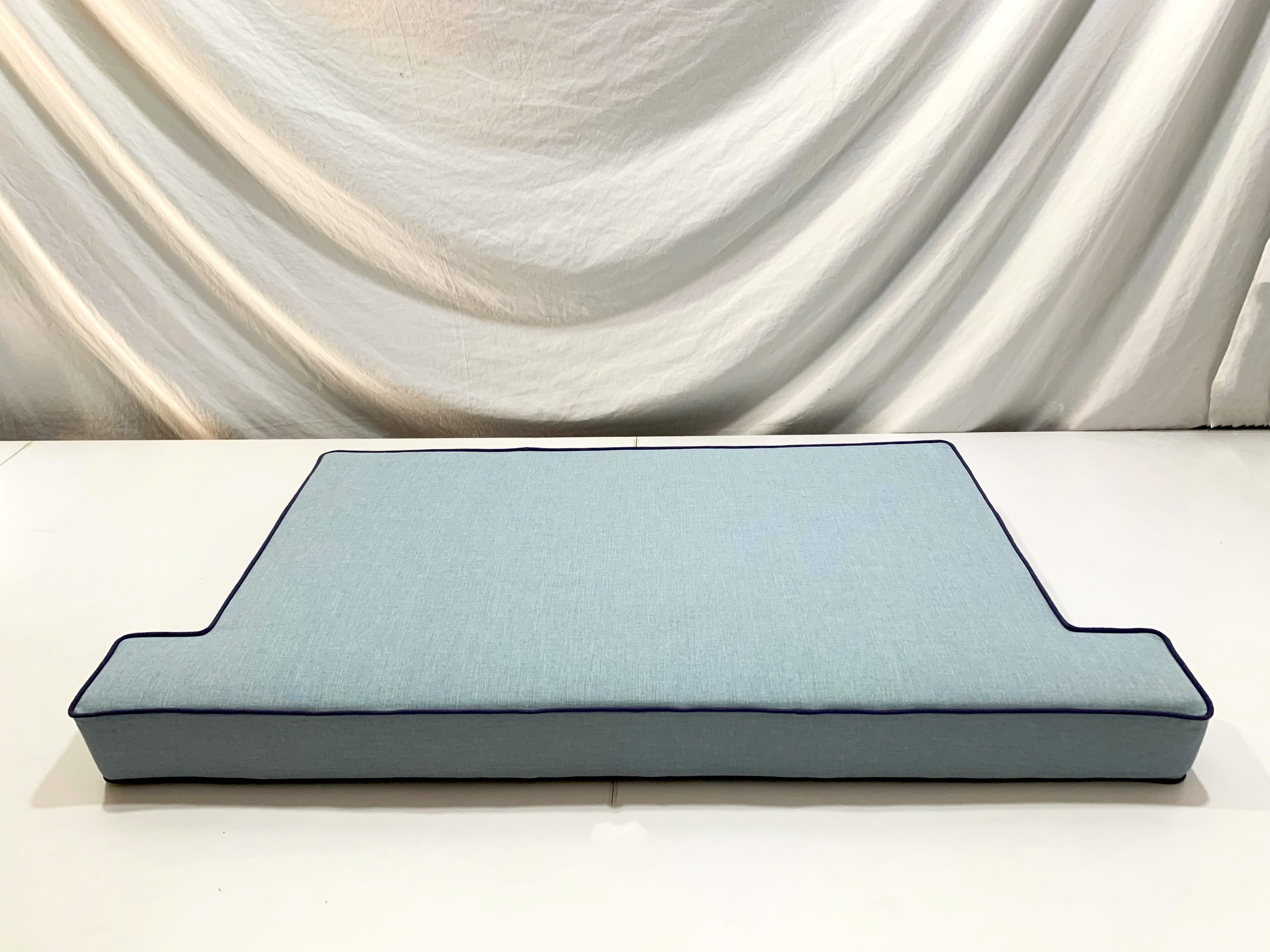 Maldives Blue T Shape bench Cushion Cover with Blue Piping
