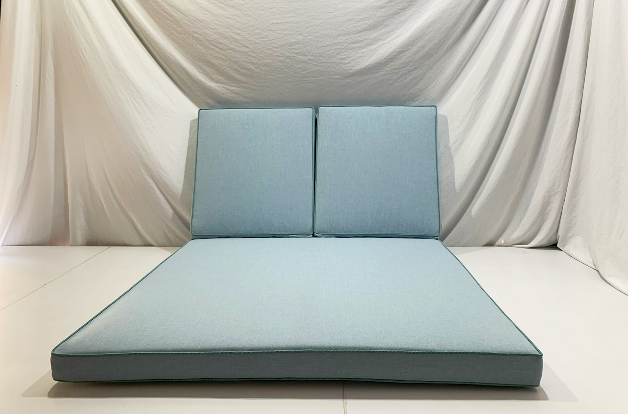 Maldives Blue Double Chaise Cushion Cover - Spring Green Piping
