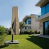 Beige Outdoor Cantilever Umbrella Cover - Opened