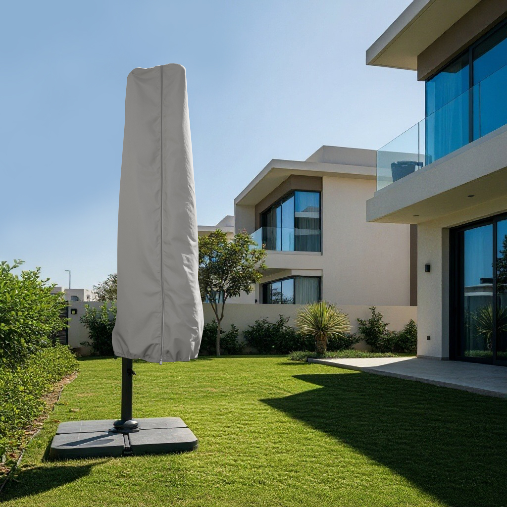 Grey Outdoor Cantilever Umbrella Cover - Closed