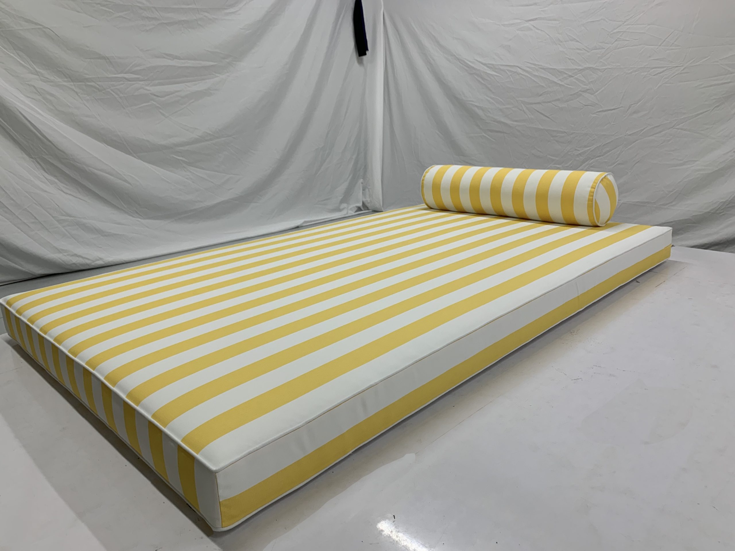 Lemon Yellow Stripe Daybed Cushion Cover With Bolster