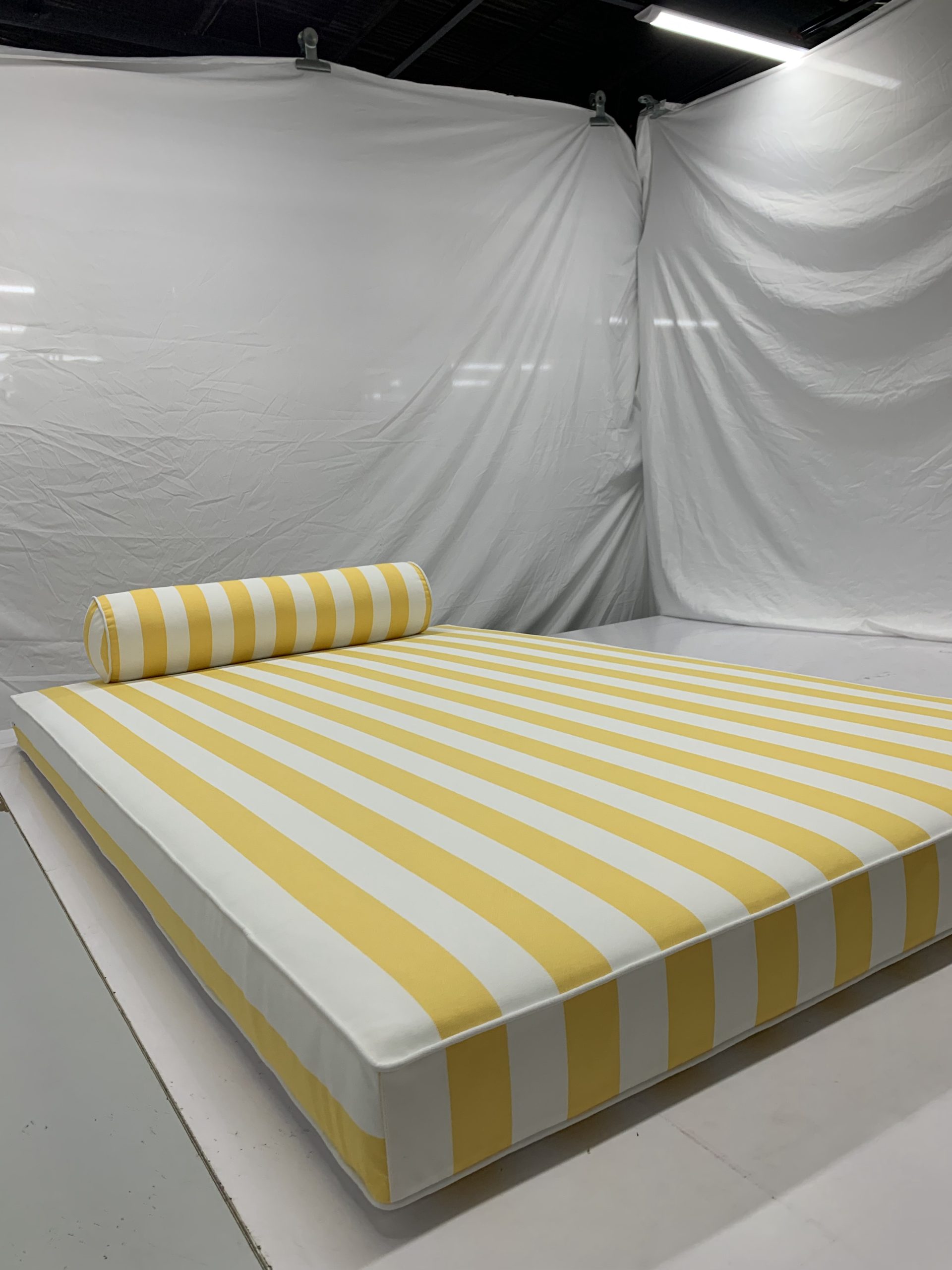 Lemon Yellow Stripe Daybed Cushion Cover
