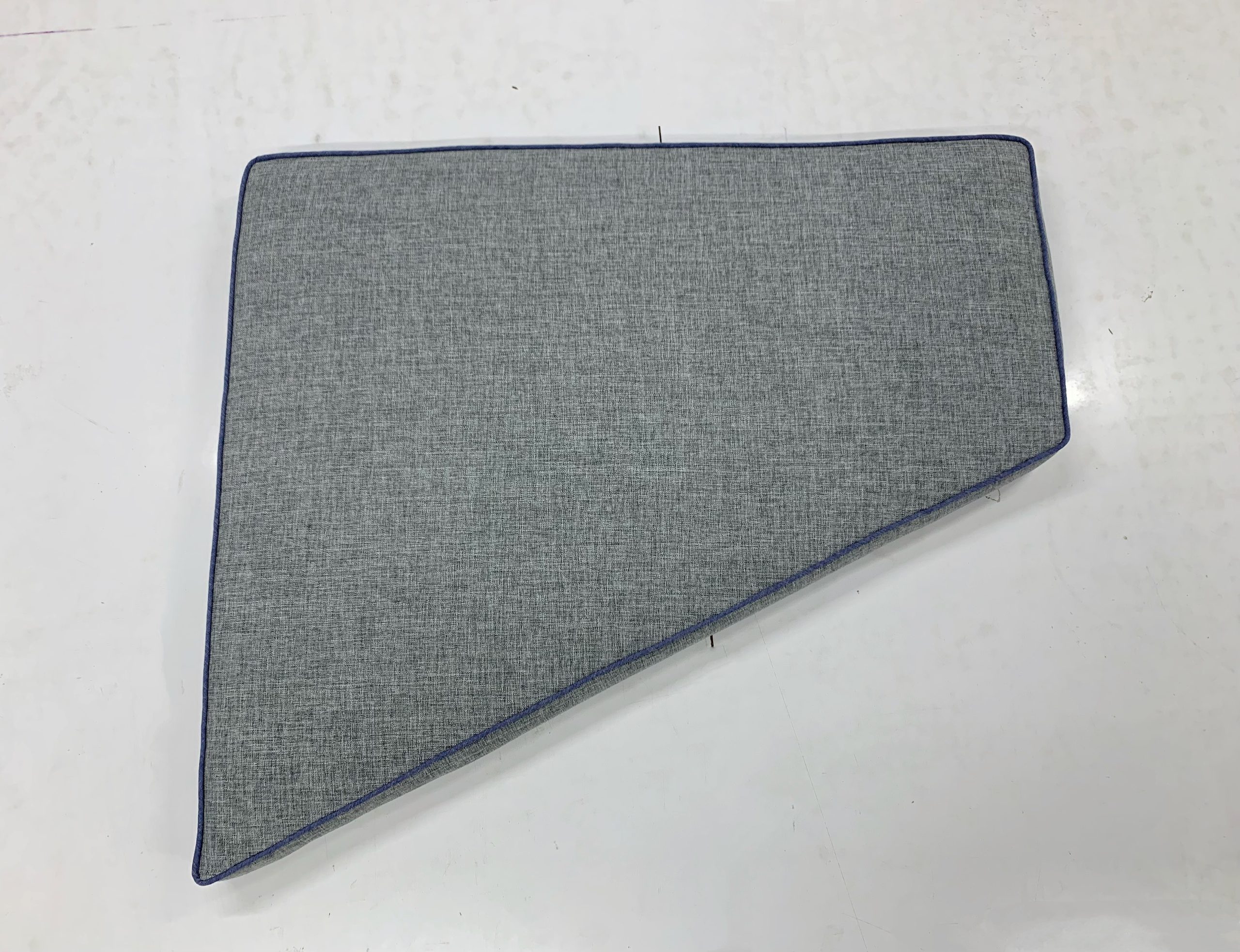 Designo Grey with Iguazu Blue Piping Angled Bench Cushion Cover