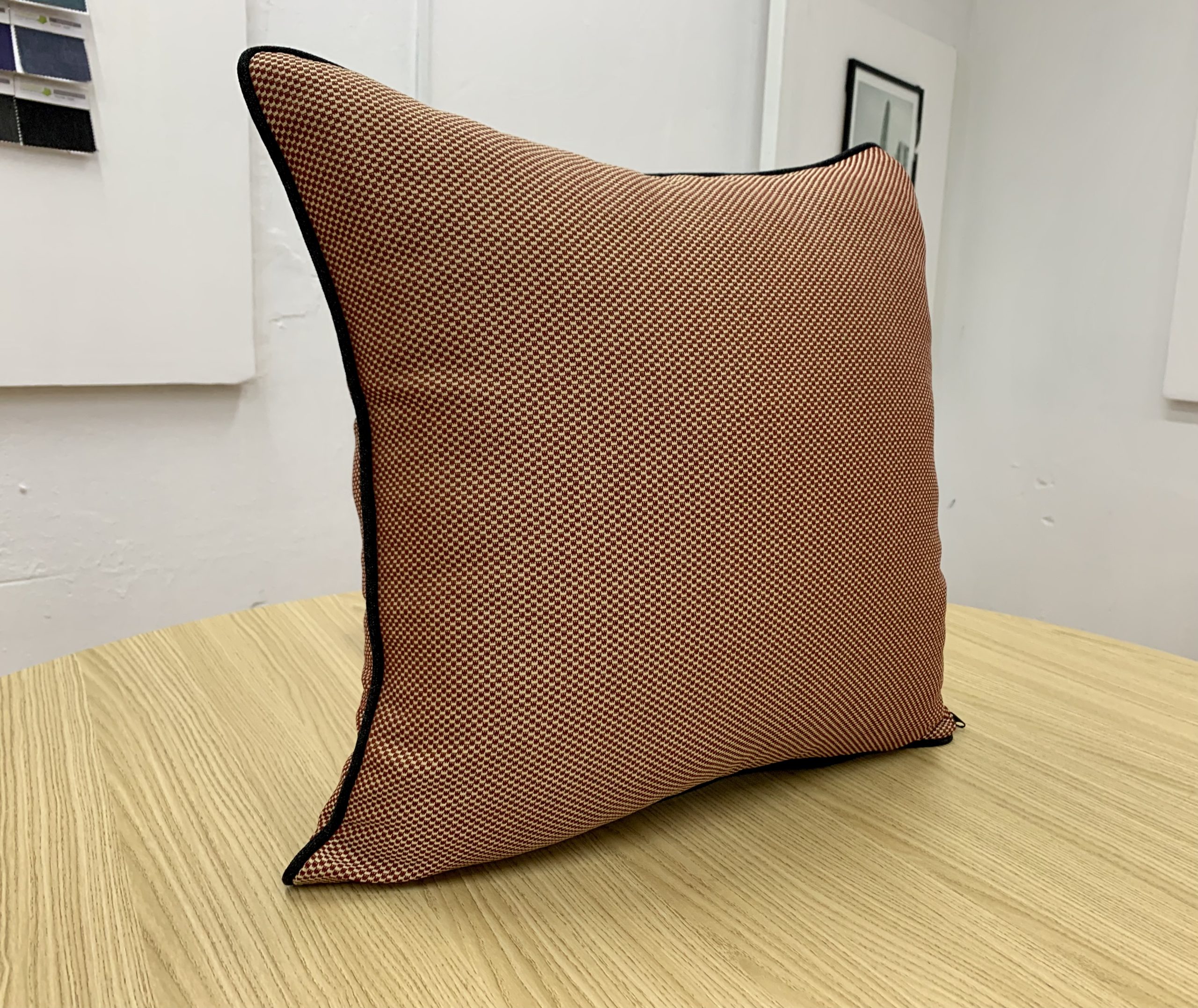Soul Red with Urban Midnight Black Piping Pillow Cover
