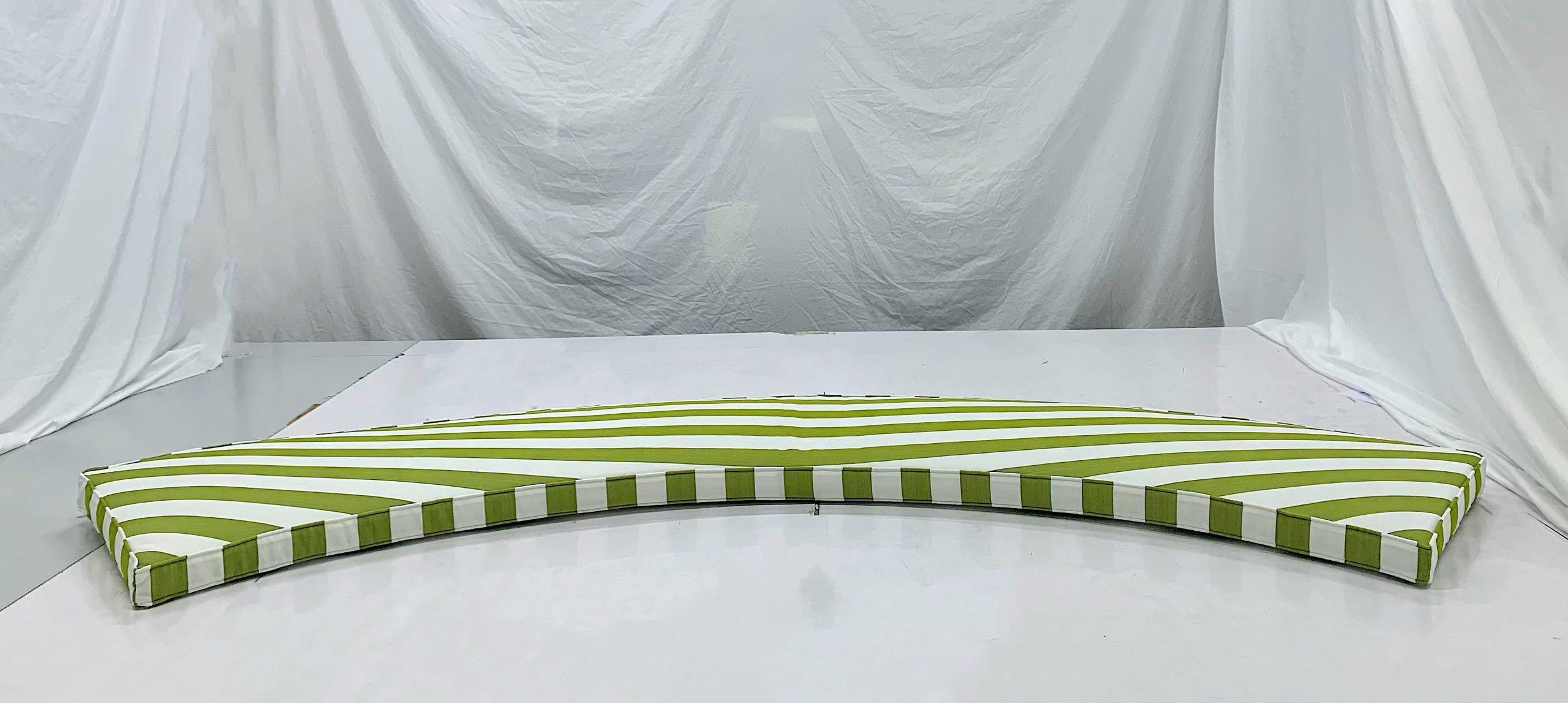 Curved Bench Green Stripe Cushion Cover