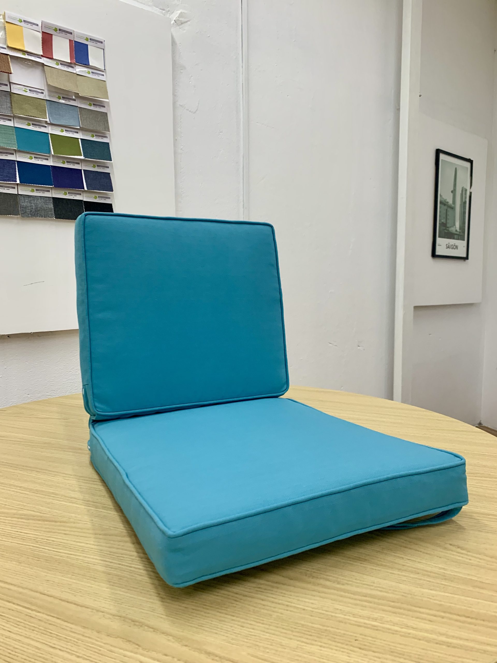 Surfy Blue Custom Chair Cushion Set Cover