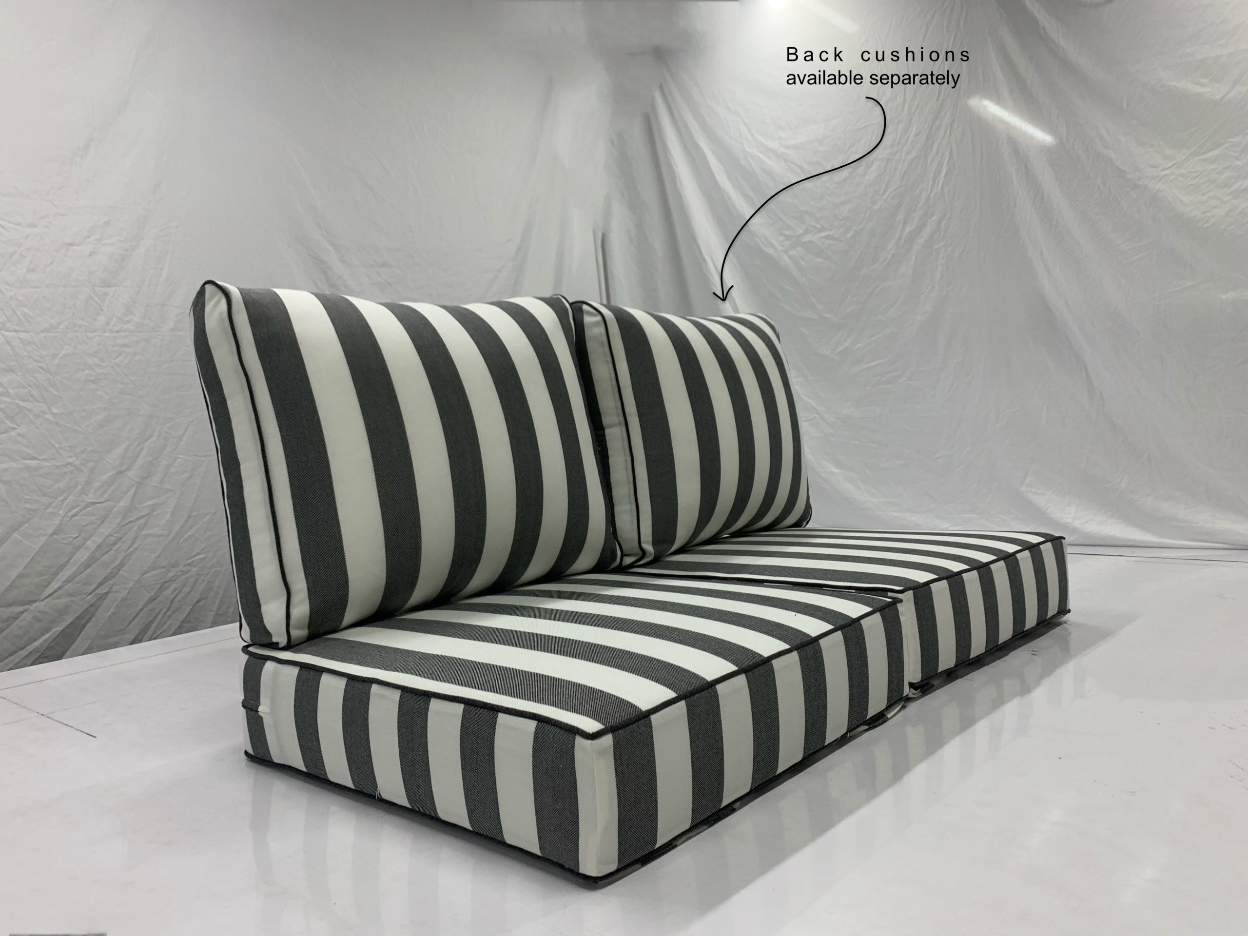 ONYX Charcoal Stripe Square Seat Cushion Cover