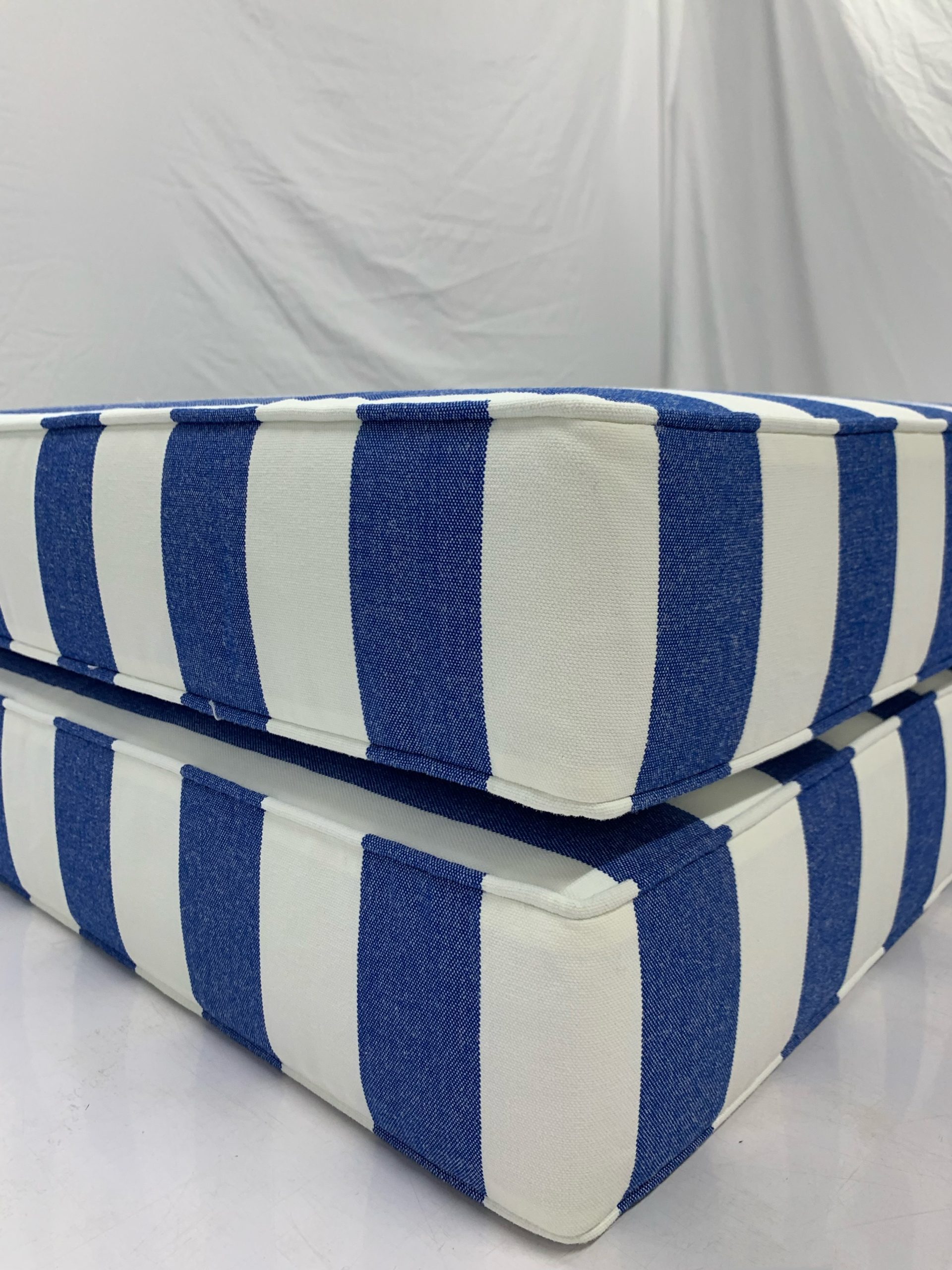 Coastal Blue Stripe Square Seat Cushion Cover