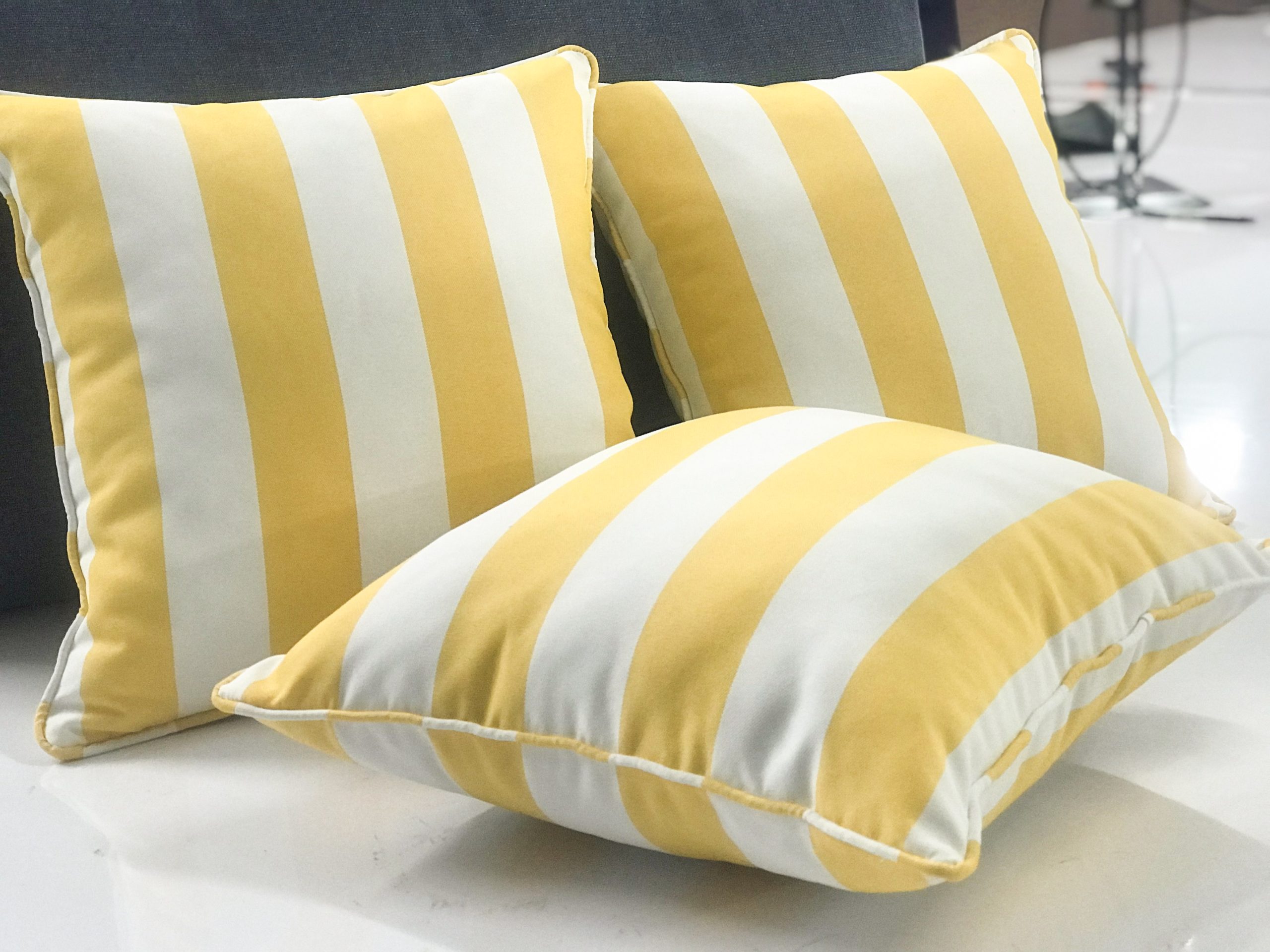 Yellow Lemon Stripe Scatter Pillow Cover