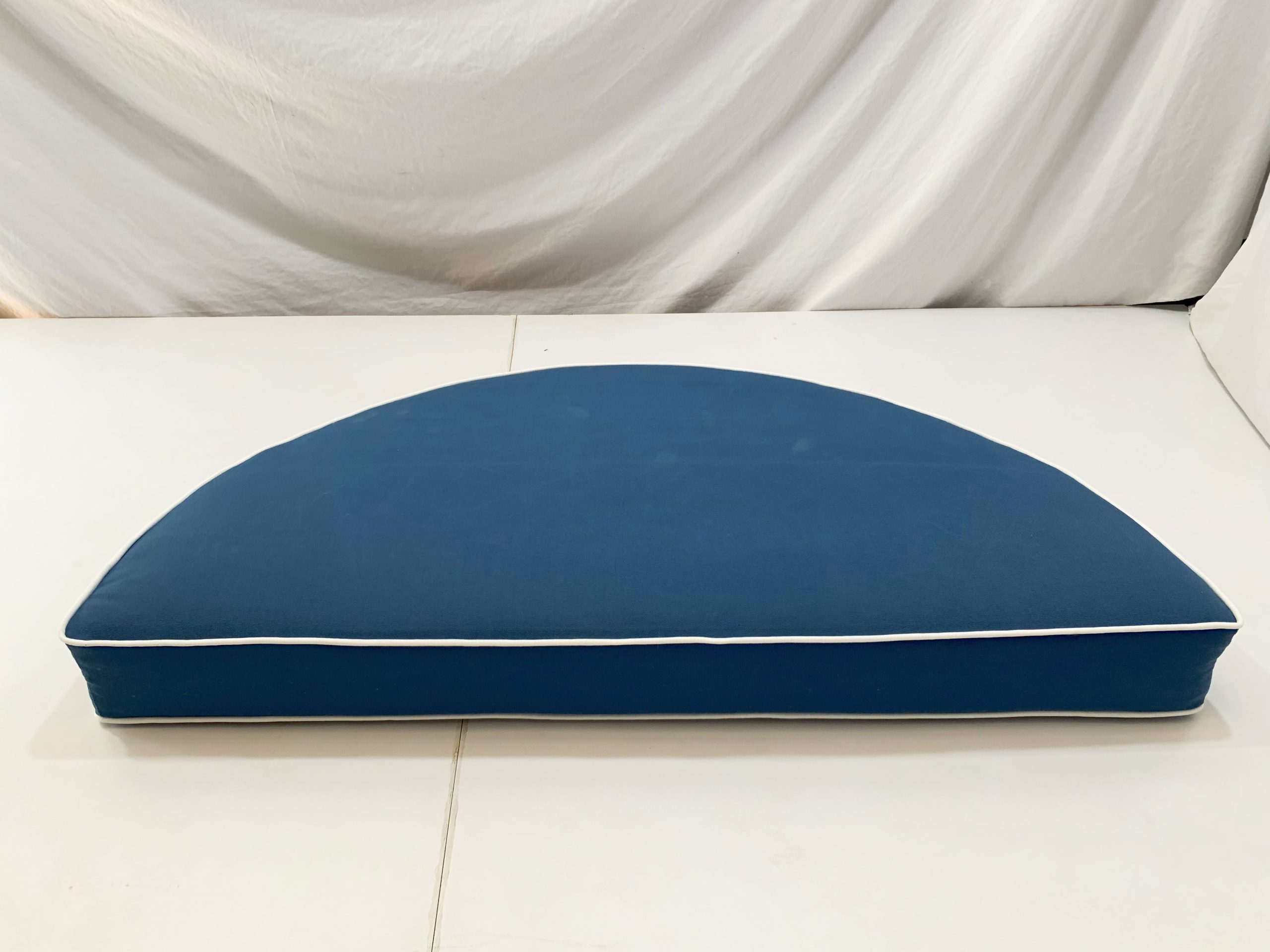Arabian Sea Turquoise Half Round Seat Cushion Cover with White Piping