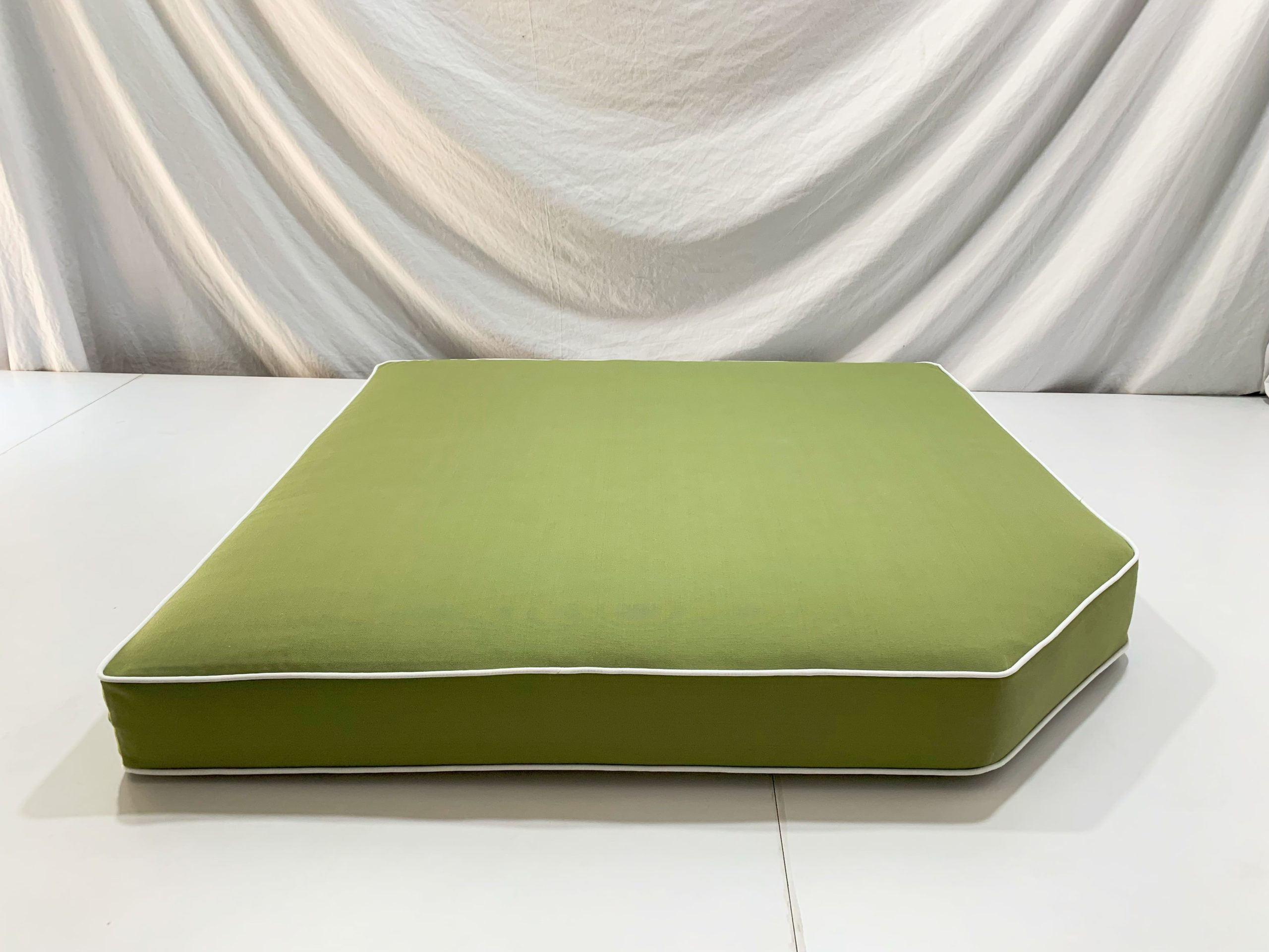 Oasis Green With White Piping Custom Corner Cushion Cover