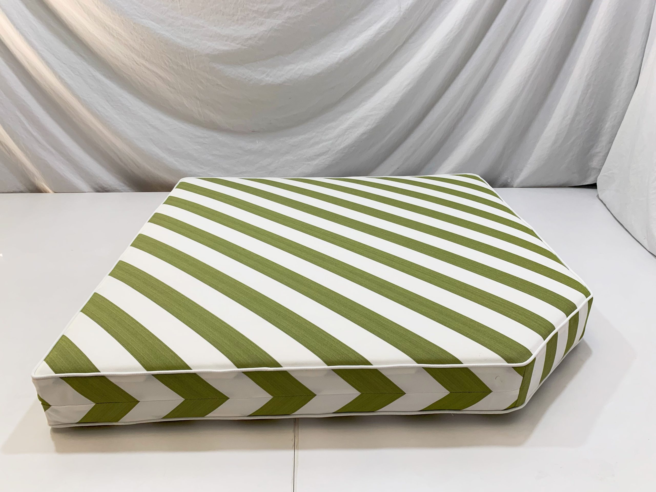 Green Stripe With White Piping Corner Cushion Cover