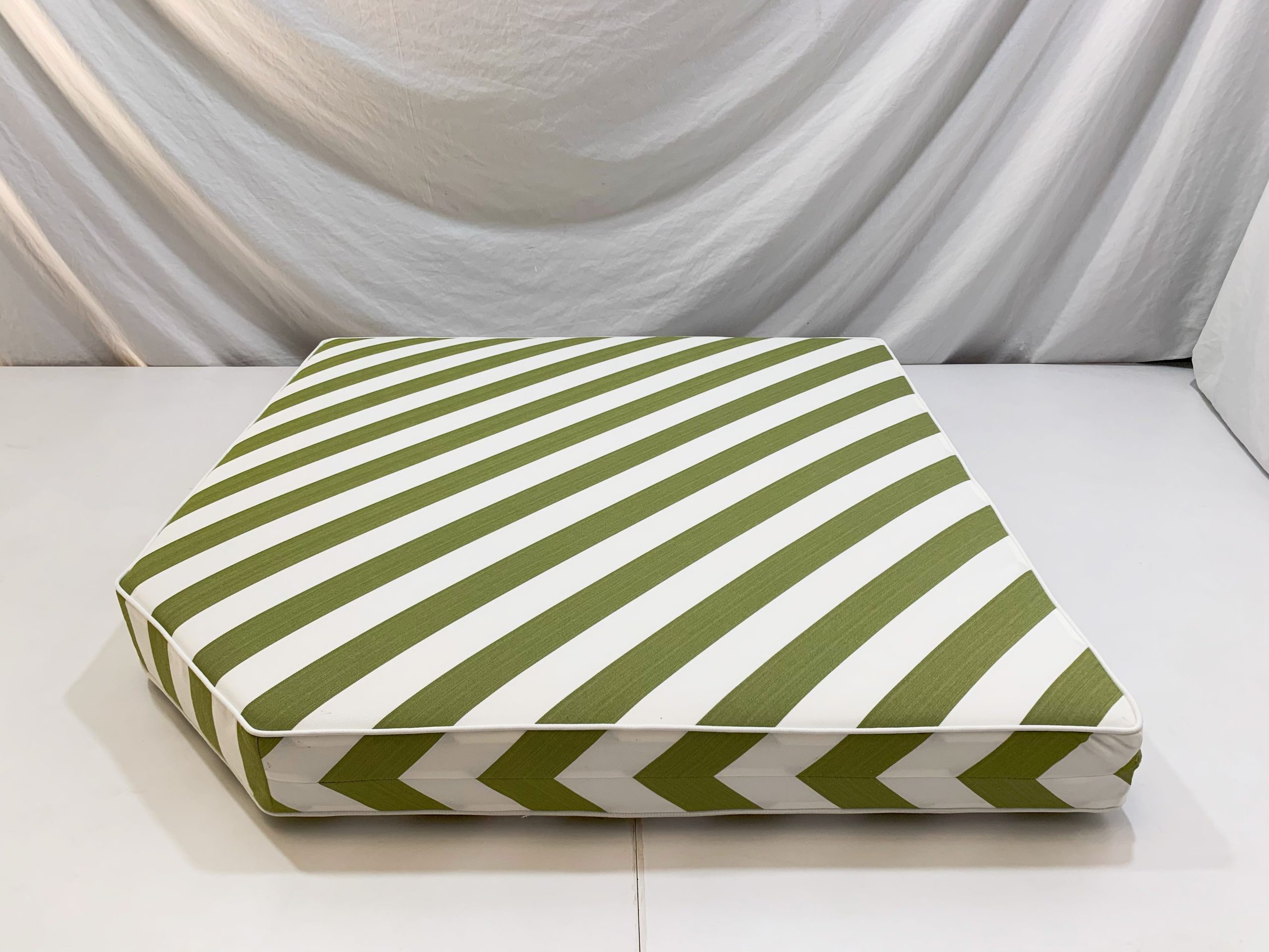 Green Stripe With White Piping Corner Seat Cushion Cover