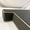 Designo Grey Notched Bench Cushion Cover - English White Piping