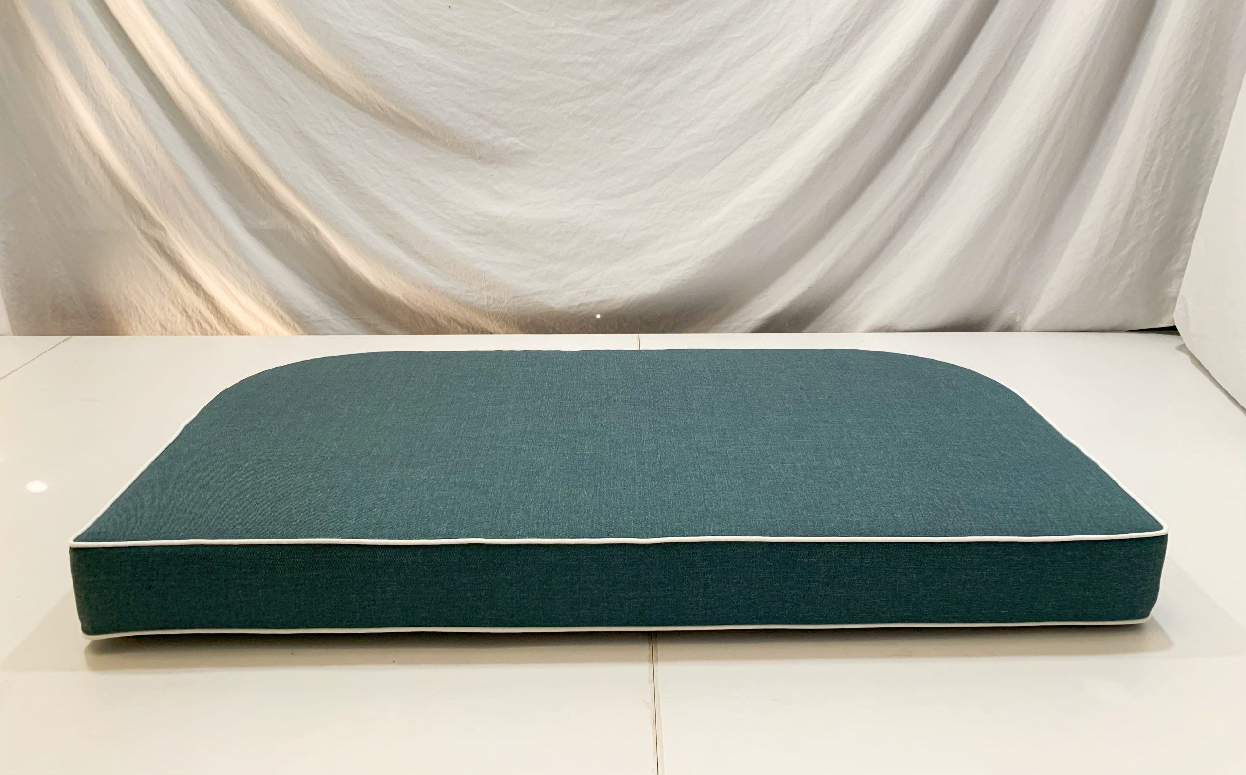 Arabian Sea Turquoise Tapered Bench Cushion Cover - White Piping