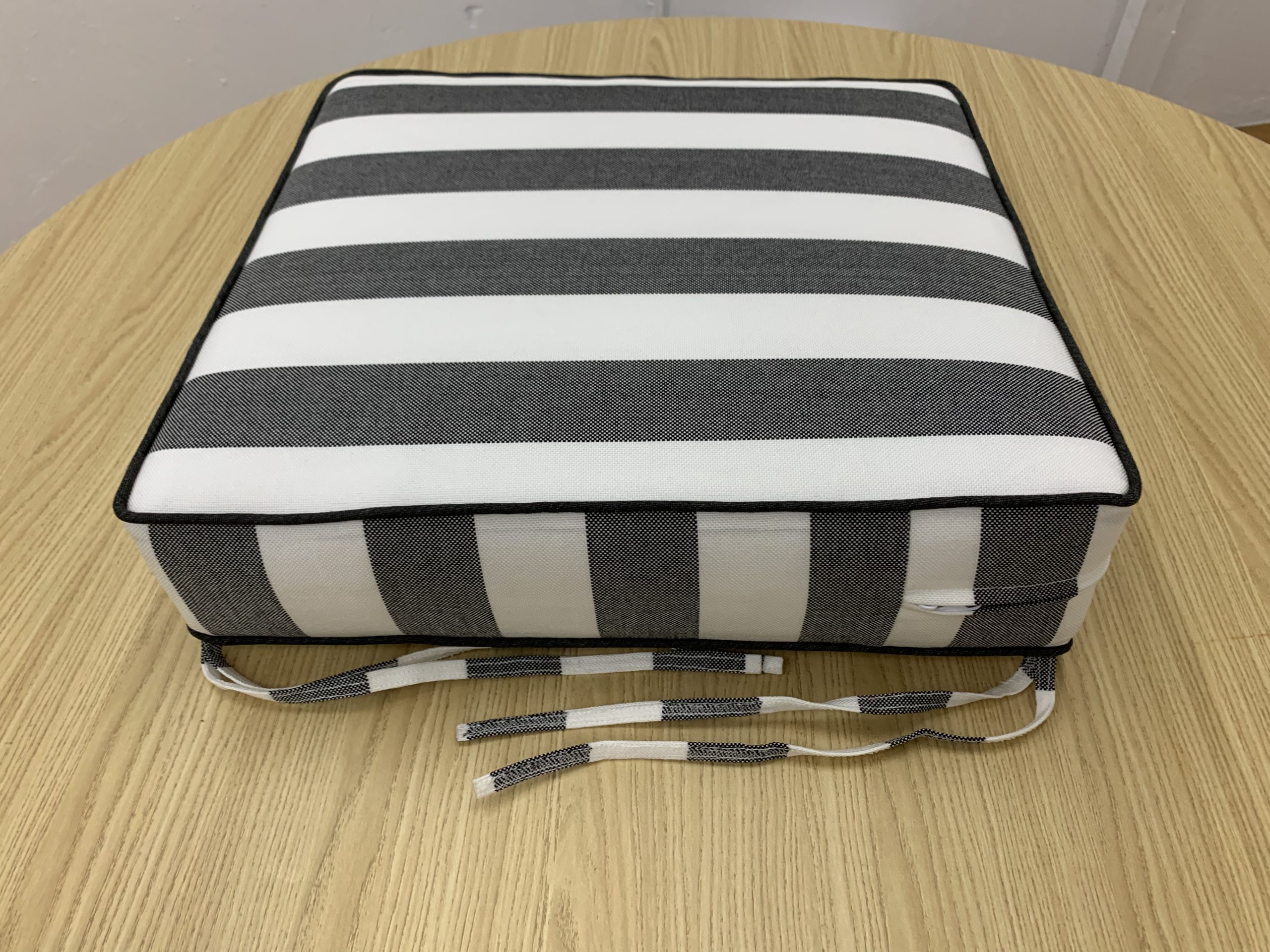 ONYX Charcoal Stripe Square Seat Cushion Cover