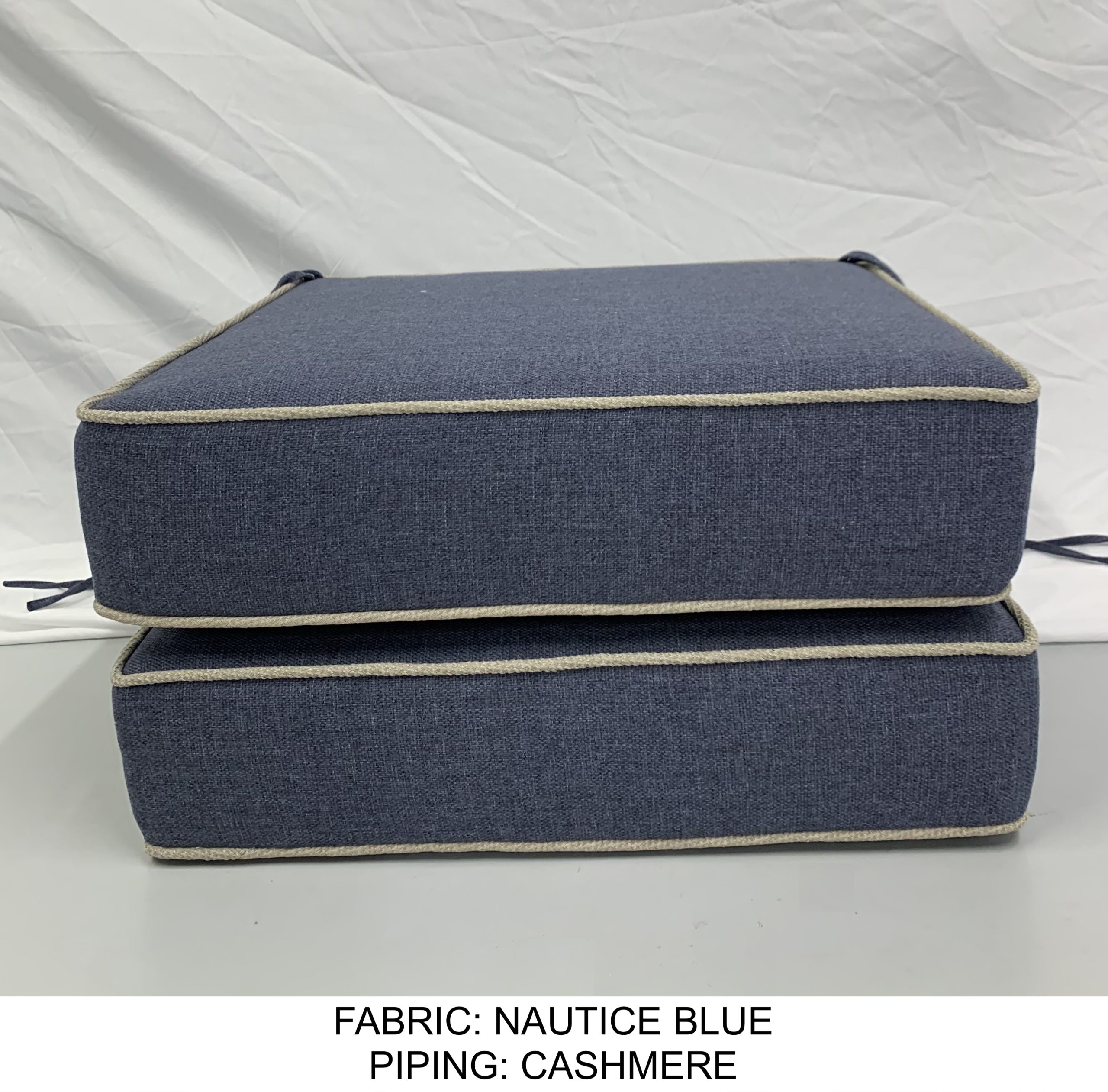 Nautical Blue Square Seat Cushion Cover with Cashmere Piping