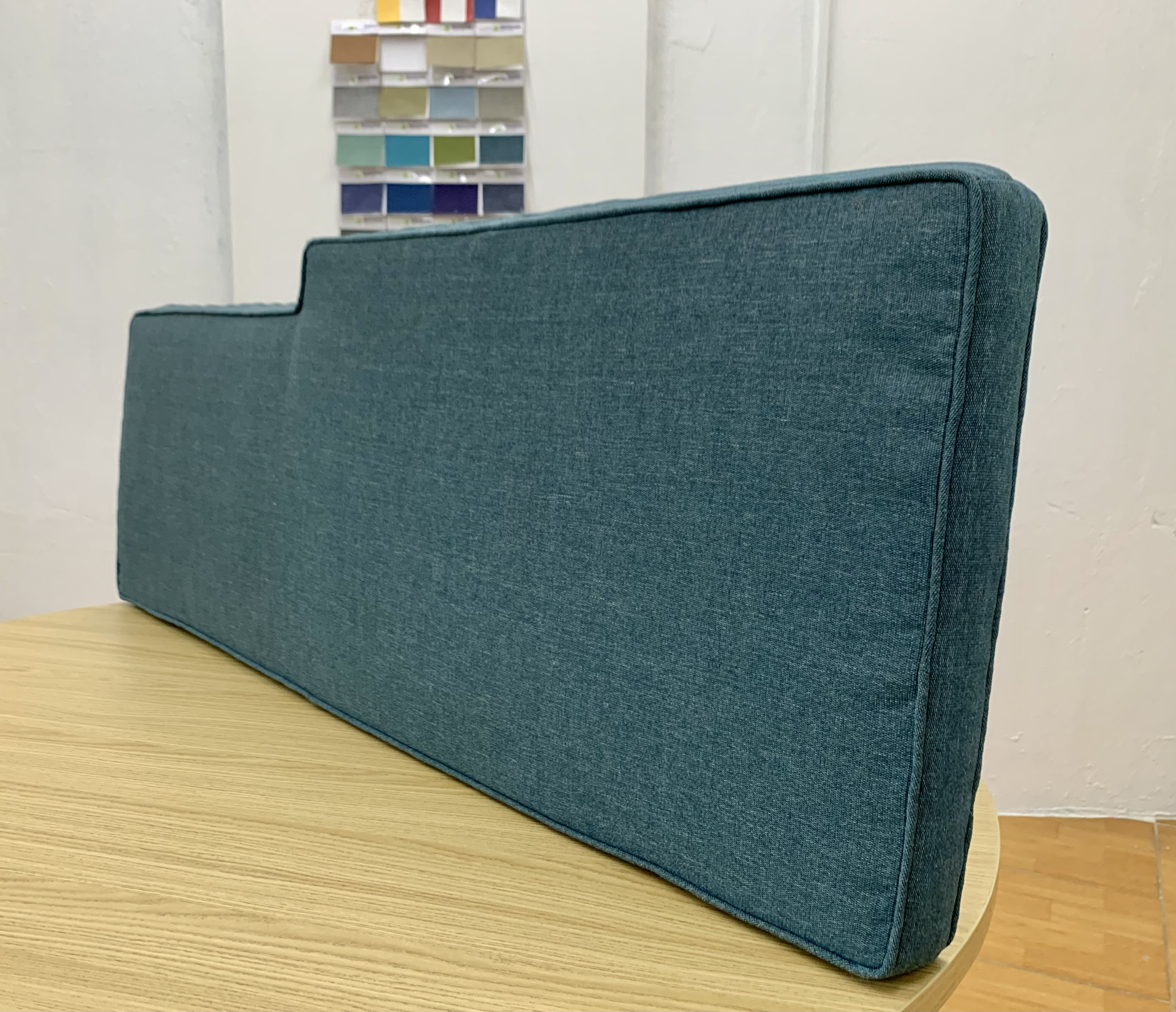 Arabian Sea Turquoise Notched Bench Cushion Cover