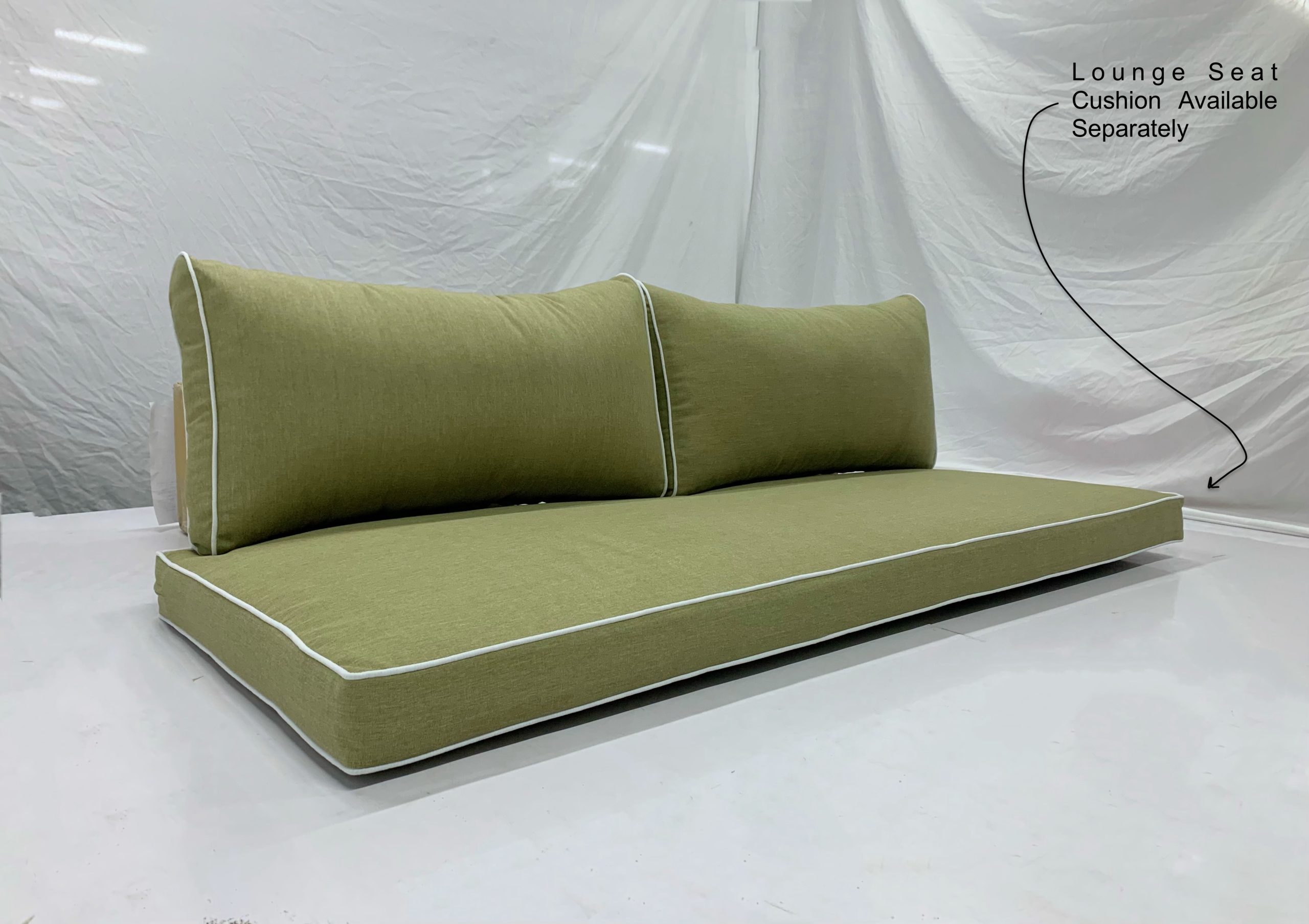 Oasis Green Backrest Cushion Cover with English White Piping