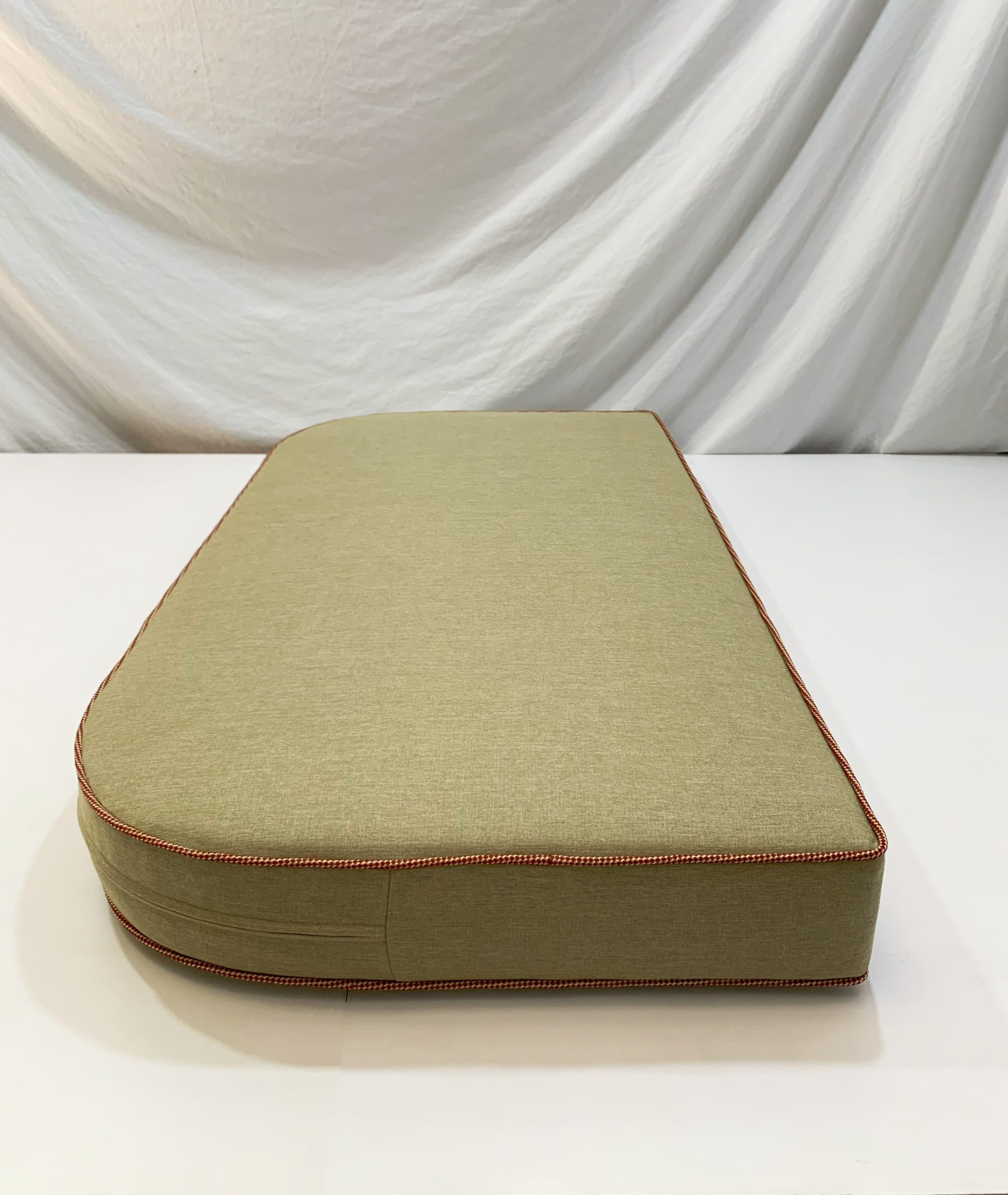 Custom Tapered Bench Cushion Cover - Soul Red Piping