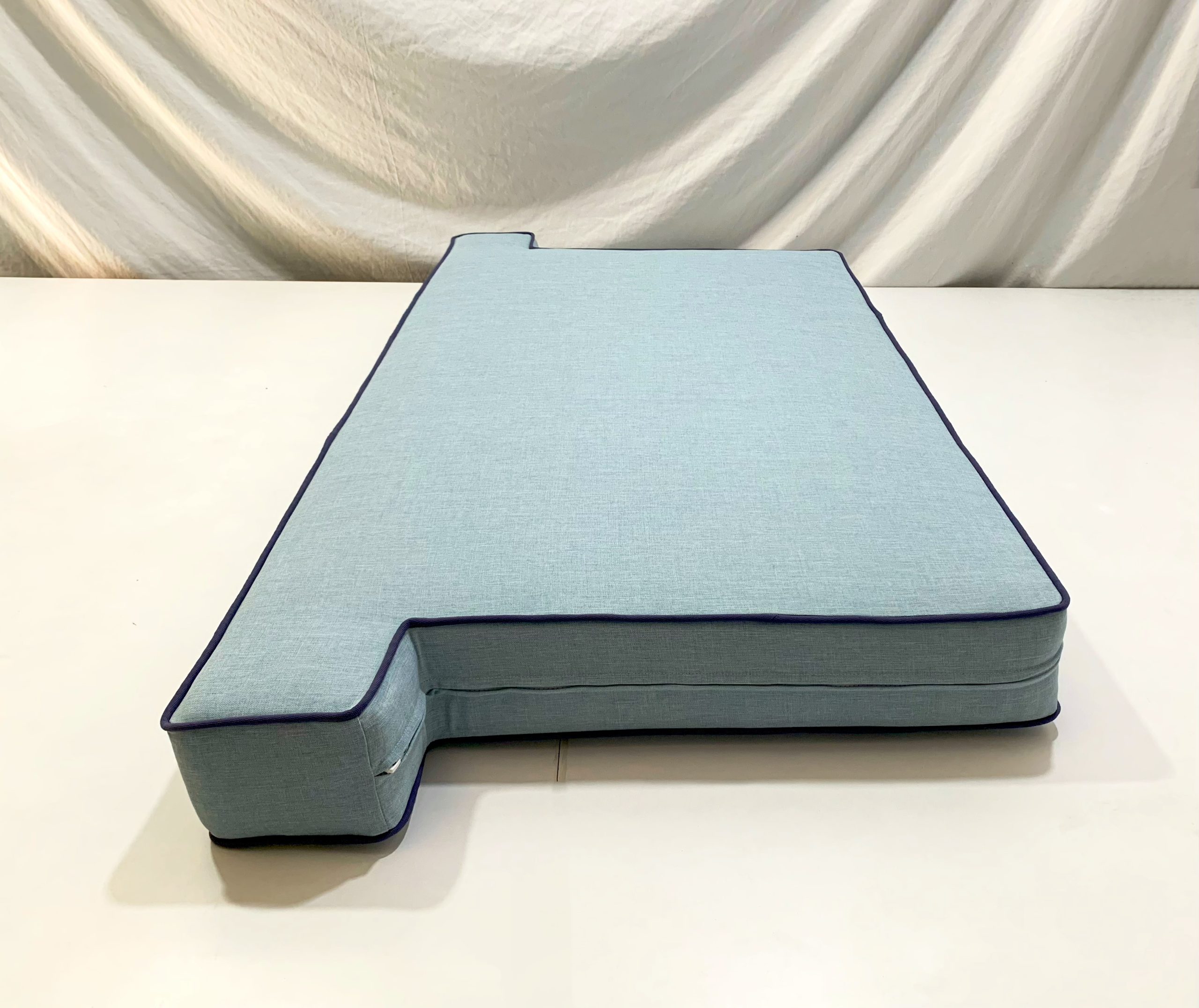 Maldives Blue T Shape bench Cushion Cover - Blue Piping