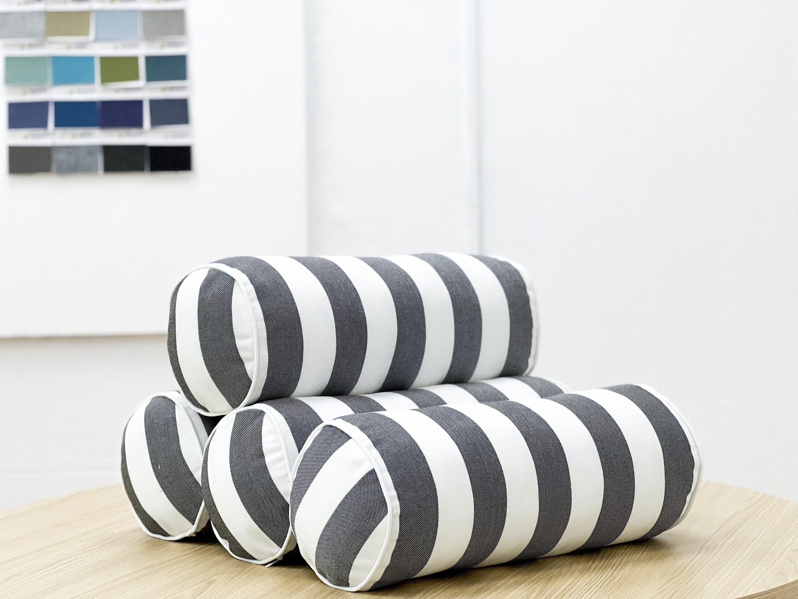Onyx Charcoal Stripe Bolster Cushion Cover
