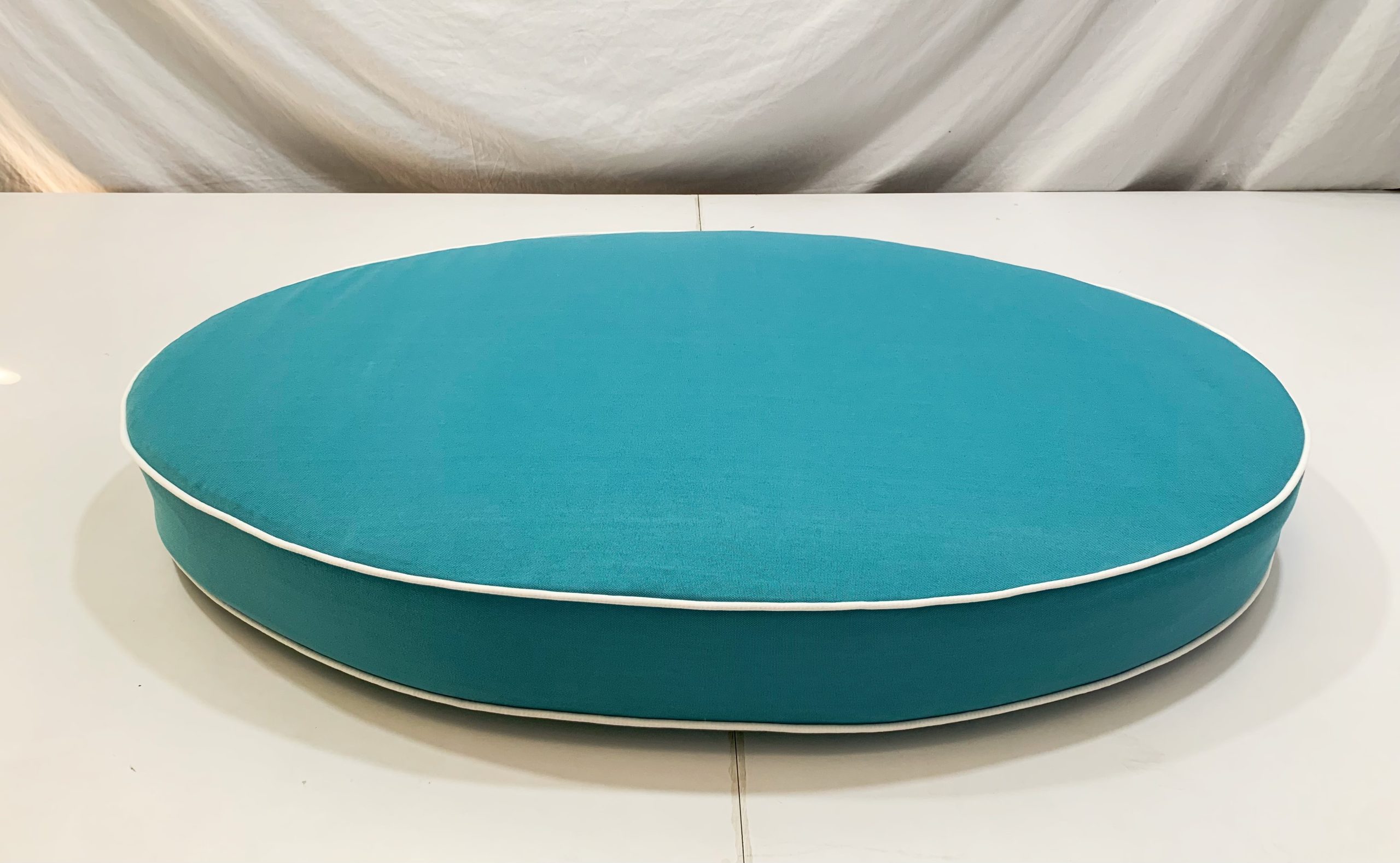 Surfy Blue with White Piping Oval Daybed Cushion Cover