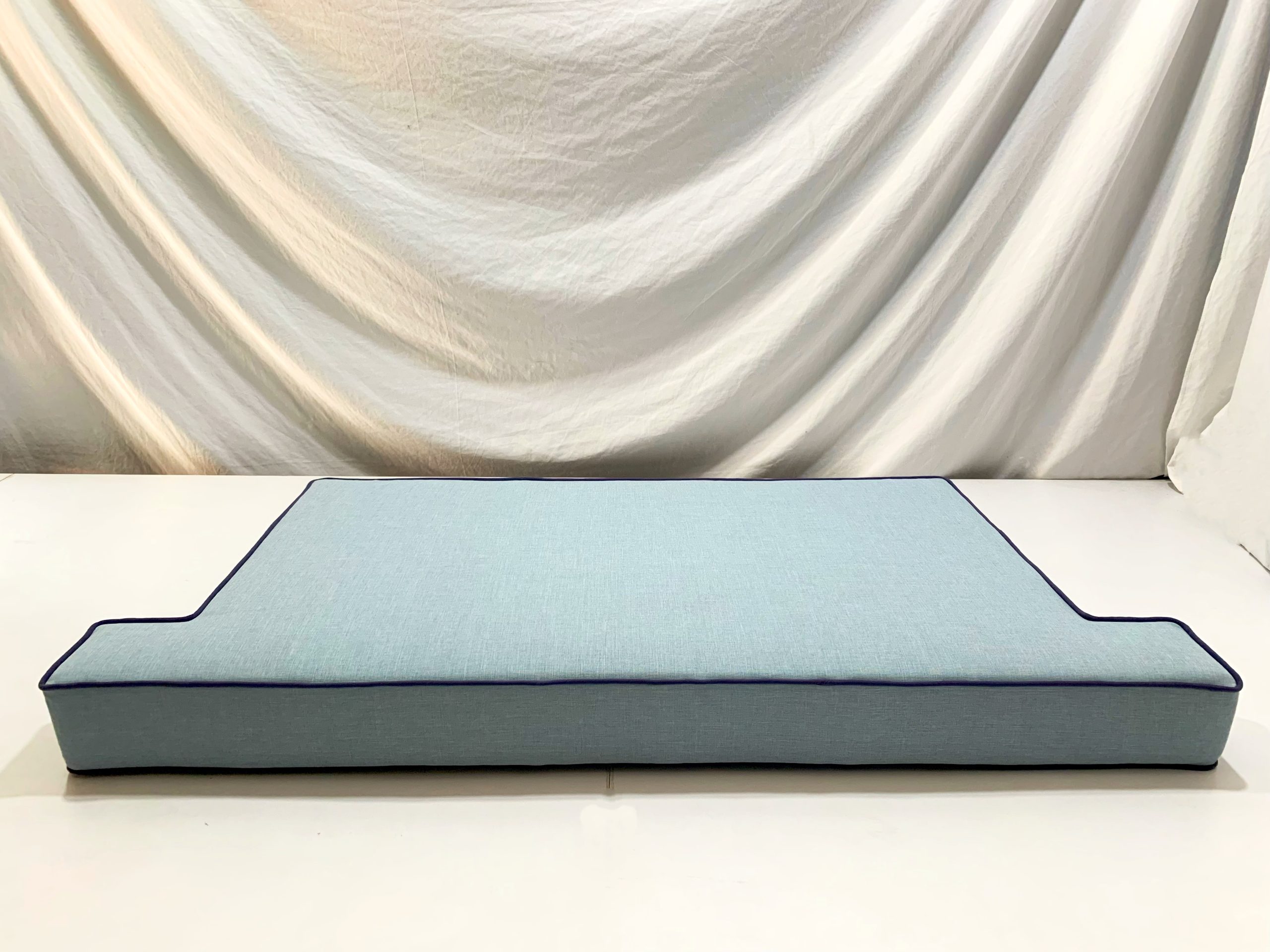 Maldives Blue T Shape bench Cushion Cover - Blue Piping